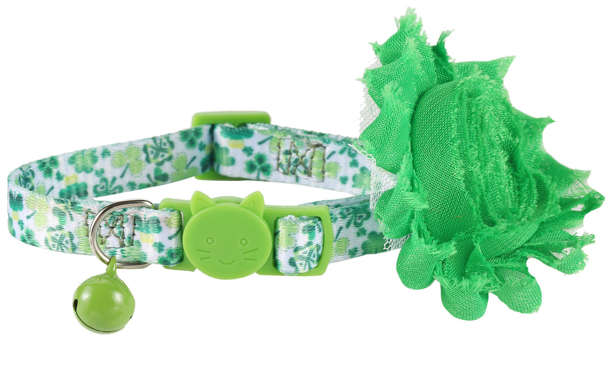 Boombone Cat St Patricks Day Collar Flower,Breakaway Puppy Collars Charms Pet Irish Accessories