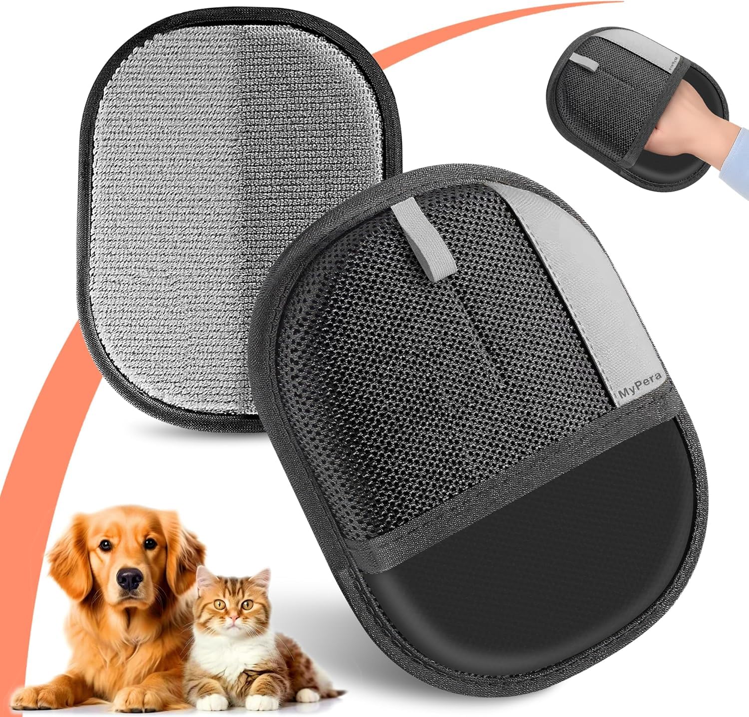 MyPera Pet Hair Removal Glove for Dogs & Cats, Newly Upgraded Reusable Electrostatic Pet Hair Glove, Magic Brush Pet Hair Remove