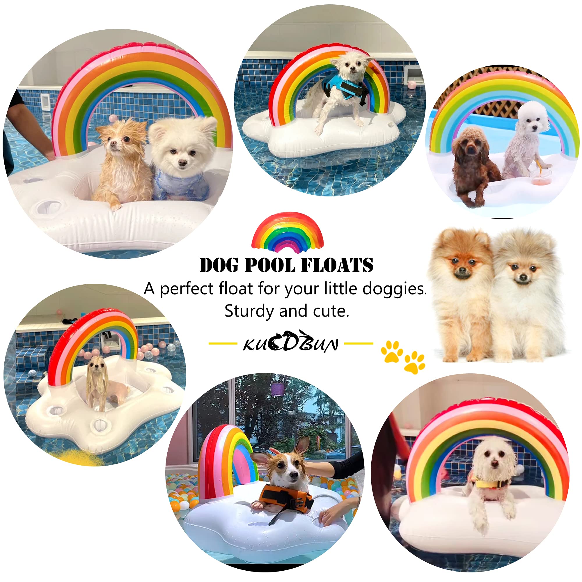 Kucdbun Dog Pool Floats Set, Dog Float Raft With Collapsible Dog Bowl, Non-Toxic Floating Dog Water Toys For Small Dog, Puppy An