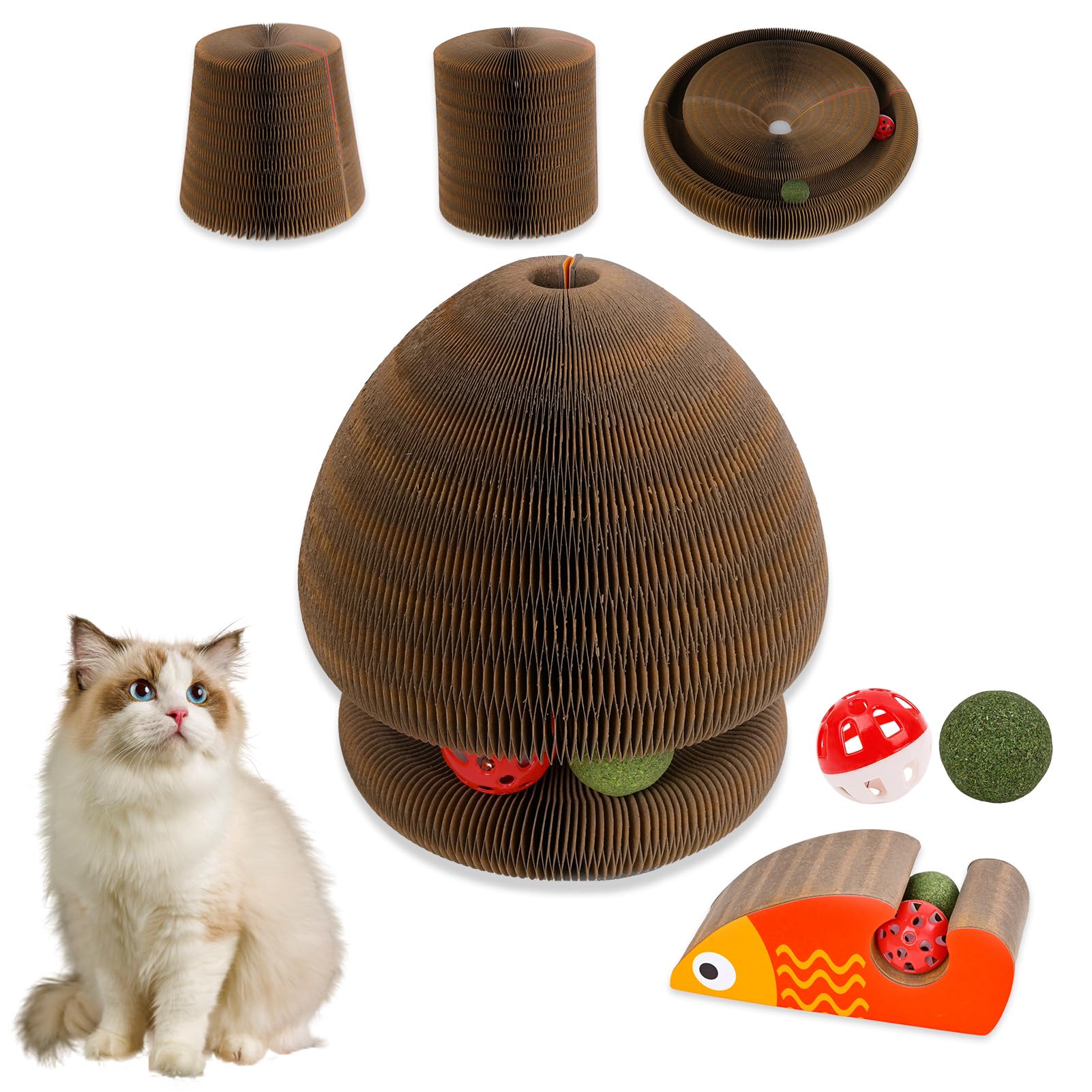 Cat Toys, Magic Organ Scratching Board, Reversible Interactive Cat Toys Scratching, Cardboard,Kitten Scratcher Pads with Catnip 