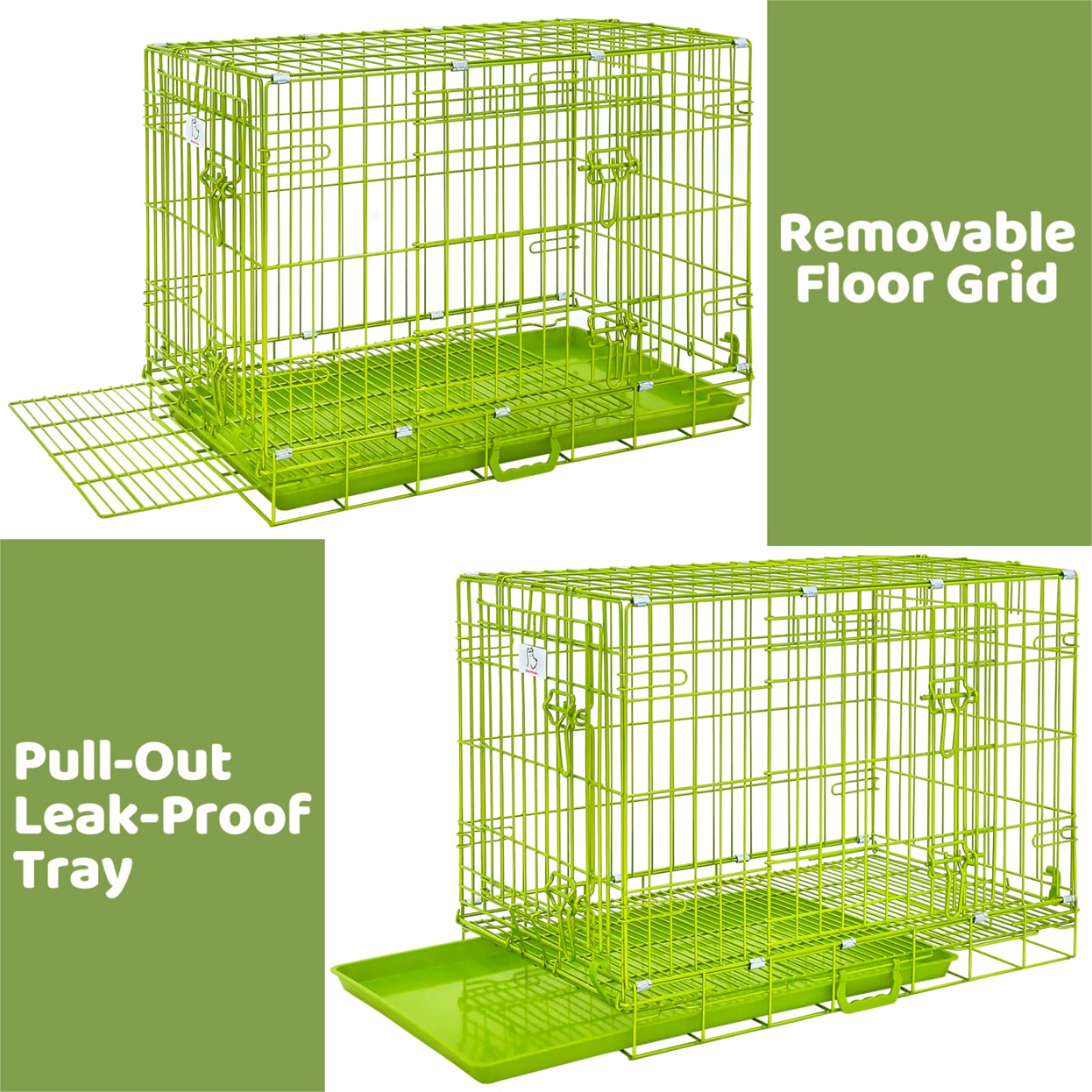 Homey Pet 30 Inch Dog Kennel Indoor, Green Dog Cage For Small Dogs Foldable Dog Crates For Medium Dogs Nano-Coated Metal Wire Do