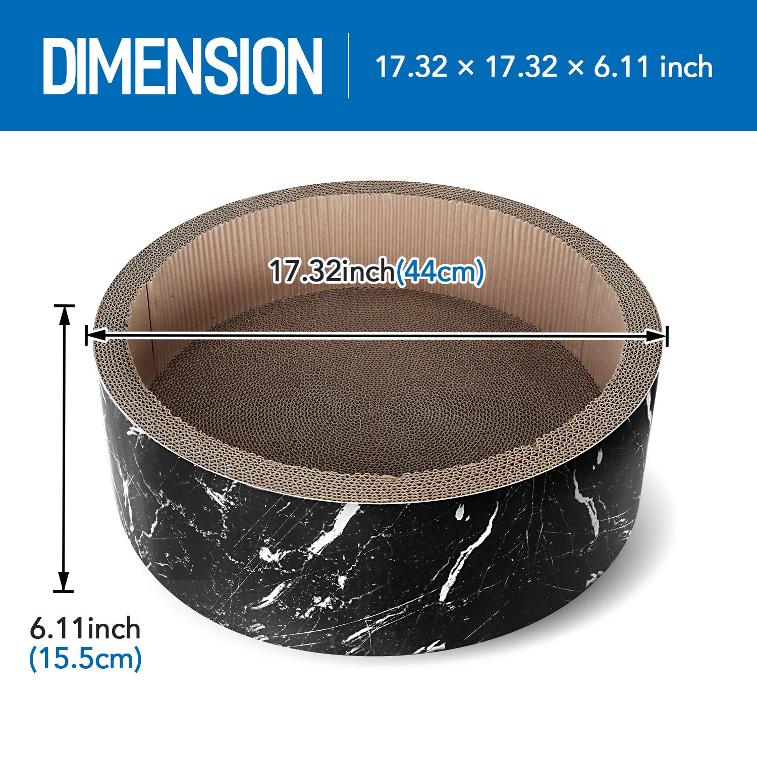 Scratchme Cat Scratcher Post & Board, Round Cat Scratching Lounge Bed, Durable Pad Prevents Furniture Damage, 17.32'' X 17.32''X