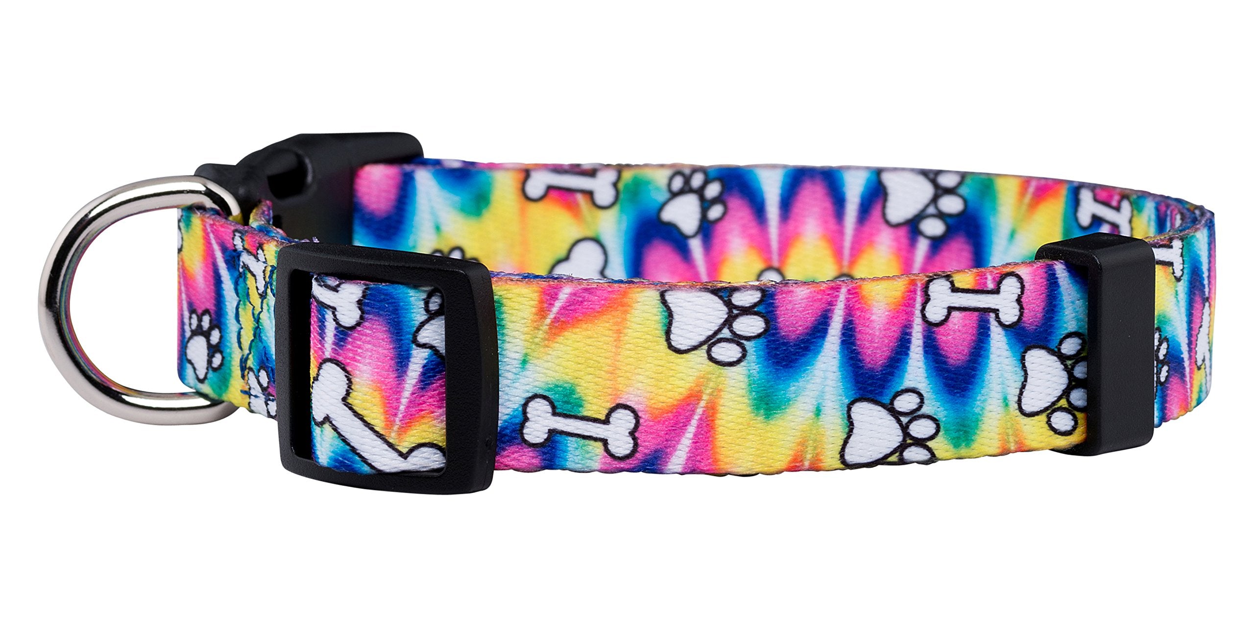 Native Pup Tie Dye Dog Collar, Paws And Bones Hippie Tiedye For Small Dogs, Puppies (Small)