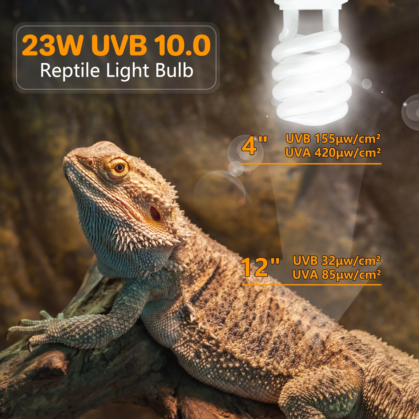 Lucky Herp Uva Uvb Reptile Light 10.0, Desert Uvb 150 Compact Fluorescent Lamp, Uvb Light For Reptiles 23W, Uva Uvb Reptile Ligh