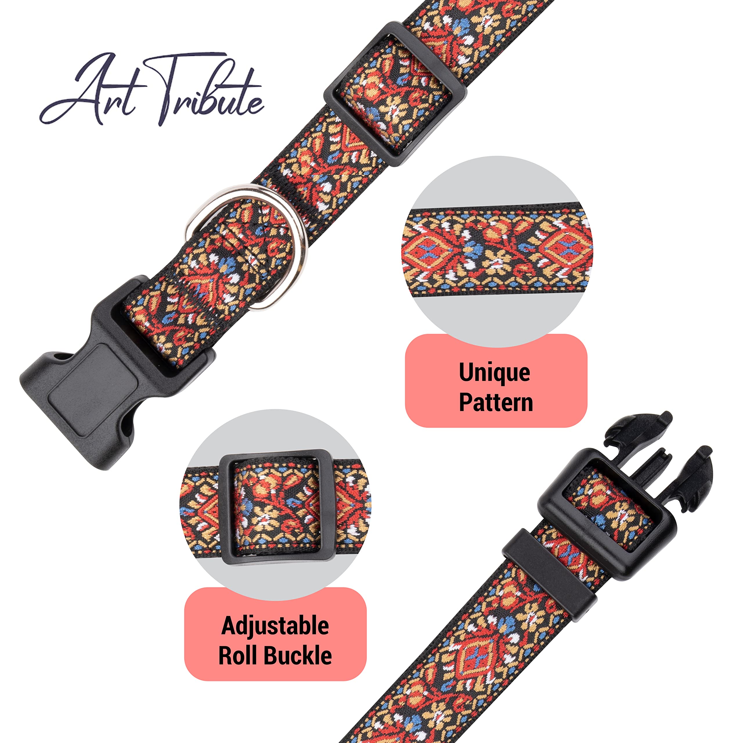 Dog Collars For Small Medium & Large Dogs - Designer Patterns On Long Lasting, Adjustable, Strong And Durable - Choose From Stun