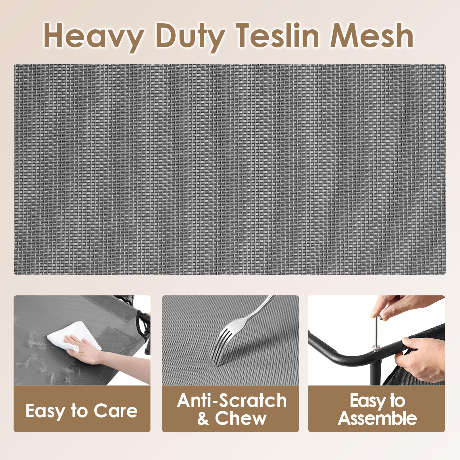 EHEYCIGA XXL Elevated Dog Cot Bed, Raised Outdoor Dog Hammock for Giant Jumbo Dogs, Lifted Pet Platform with Frame and Washable