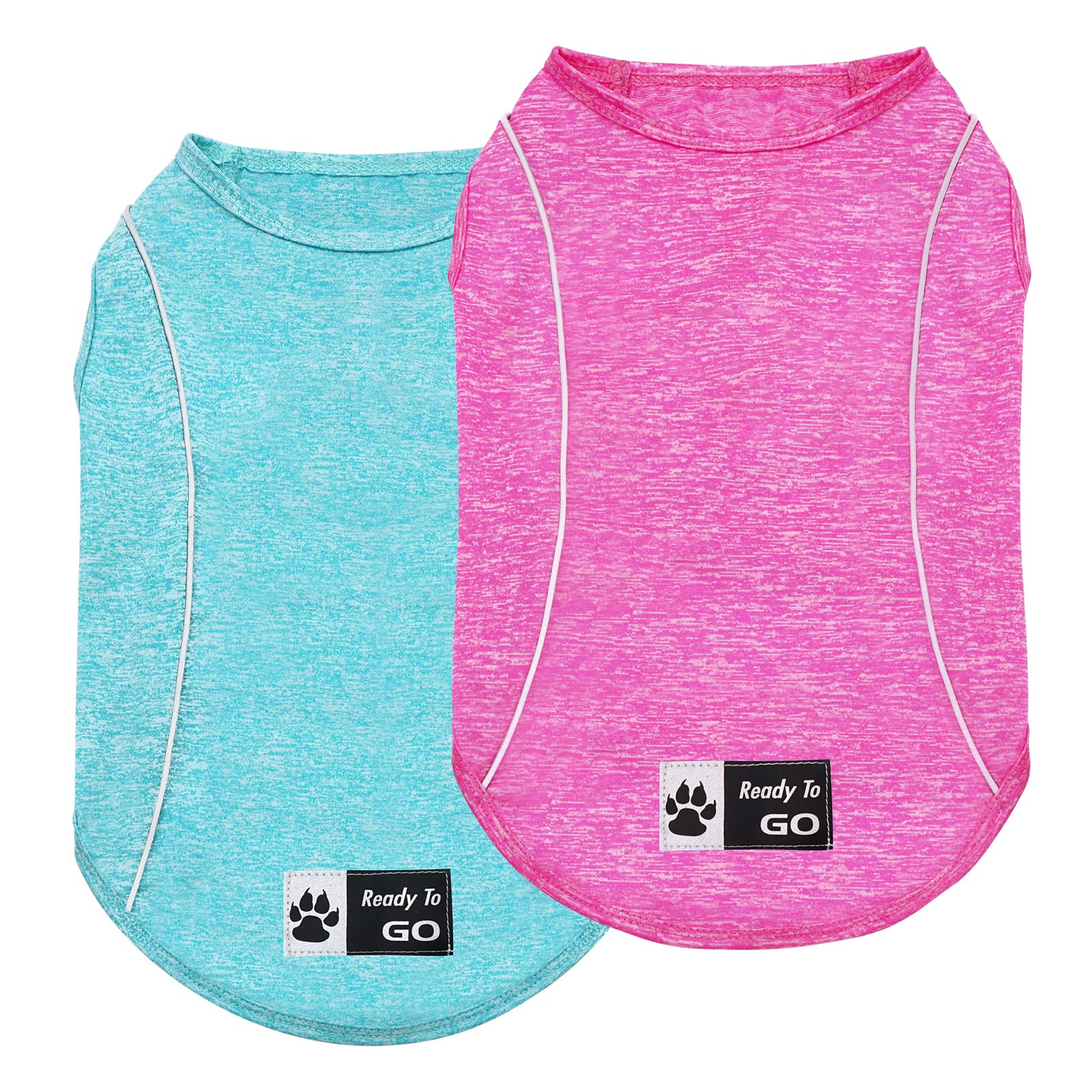 KYEESE 2Pack Dog Shirt Lightweight Breathable Dog Clothes for Small Dogs Sports Athletic with Reflective Stripe Athletic Tank To
