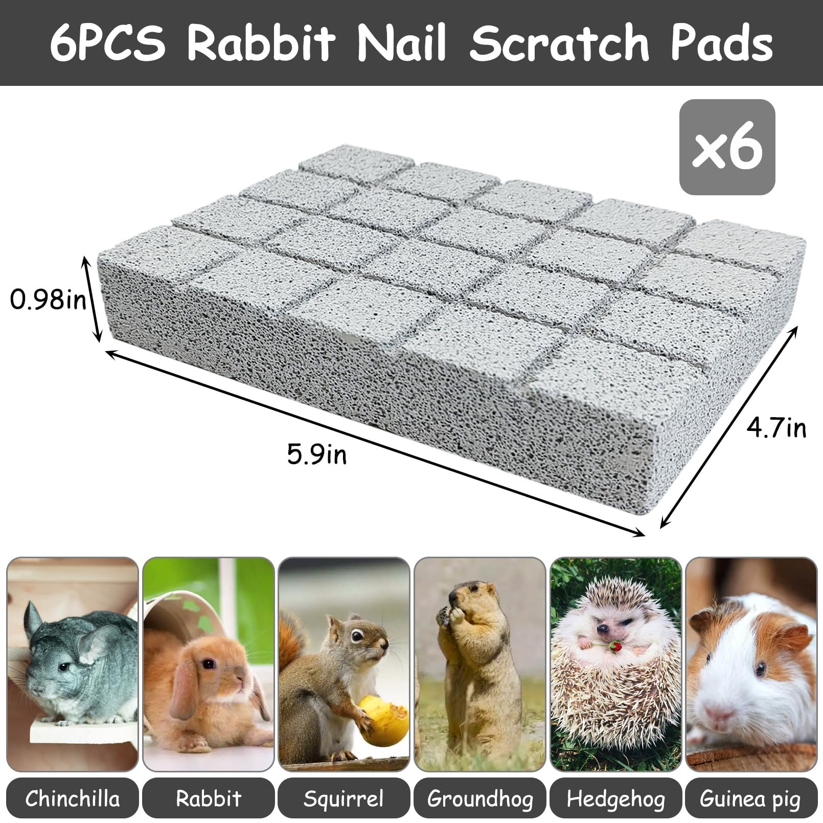 Hamiledyi 6Pcs Rabbit Scratching Pads Bunny Lava Grinding Claw Pads Small Animal Foot Pads Hamster Scratch Board Chew Toys For G