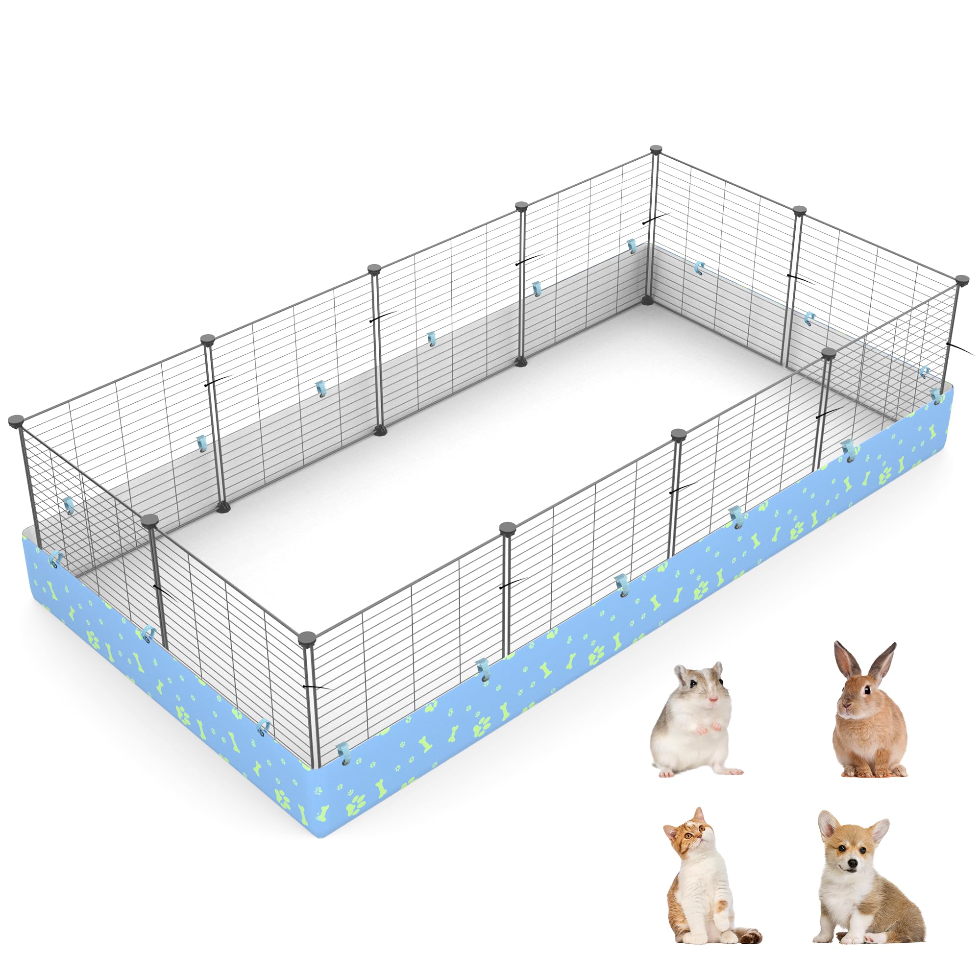 Modeslab Guinea Pig Cages With Liner, 8-Sqft Small Animal Pet Playpen Indoor C&C Habitat Cage For Rabbit Puppy Hedgehog Outdoor 