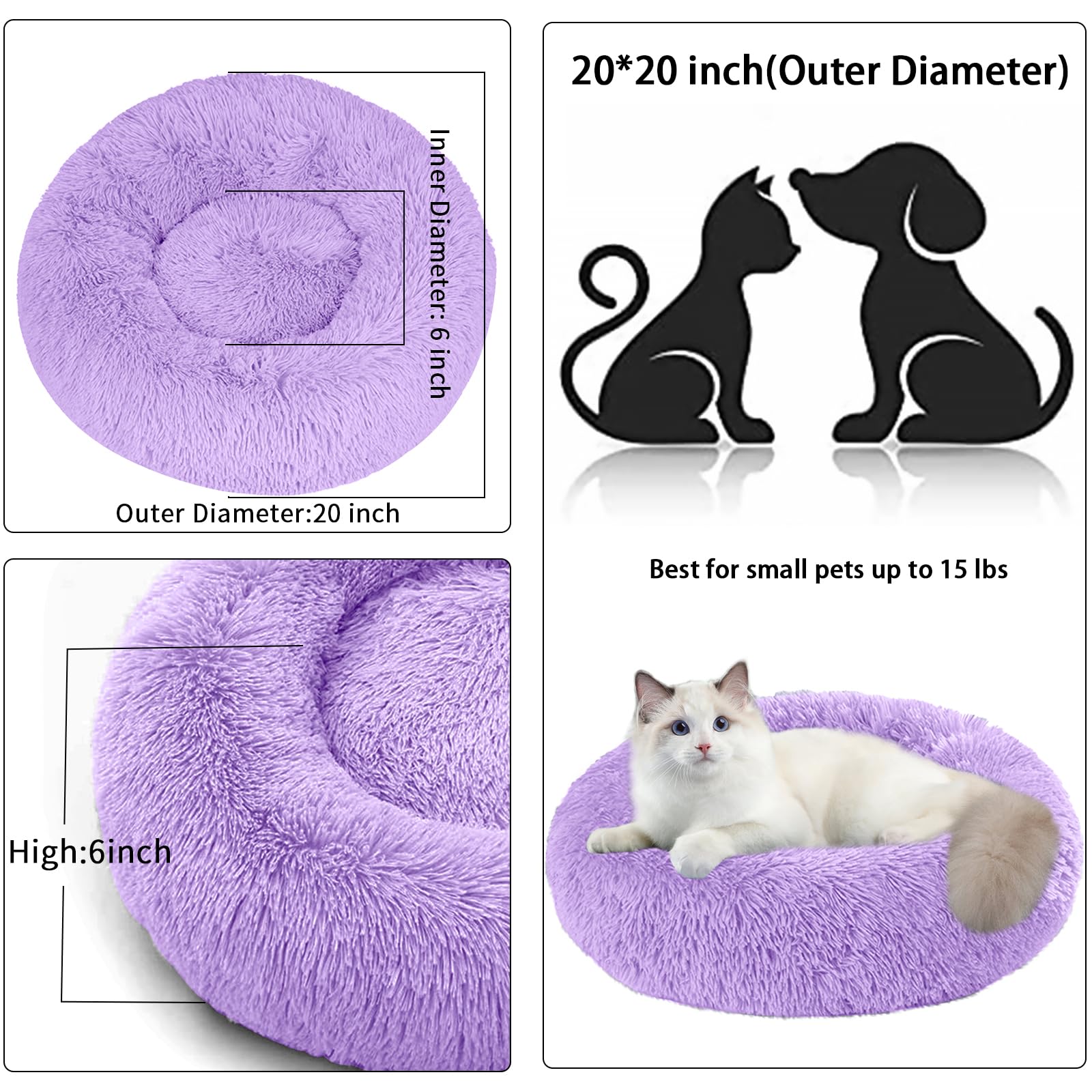 Nisrada Dog Bed For Small Medium Large Dogs, 20 Inch Calming Dogs Bed, Washable-Round Cozy Soft Pet Bed For Puppy And Kitten Wit