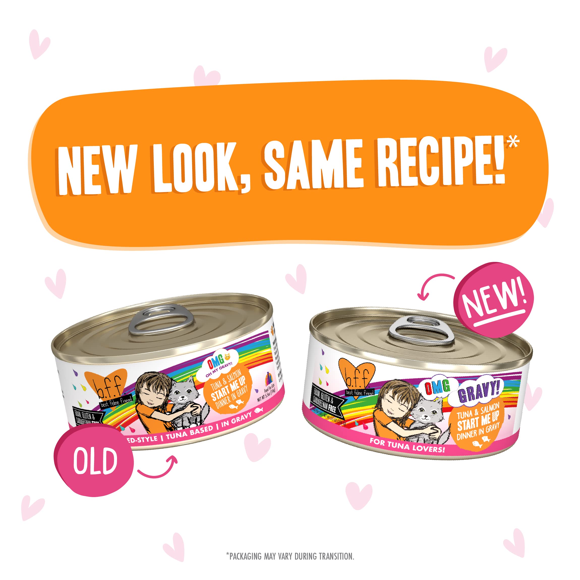 Weruva B.F.F. OMG - Best Feline Friend Oh My Gravy!, Tuna & Salmon Start Me Up with Tuna & Salmon, 5.5oz Can (Pack of 8)