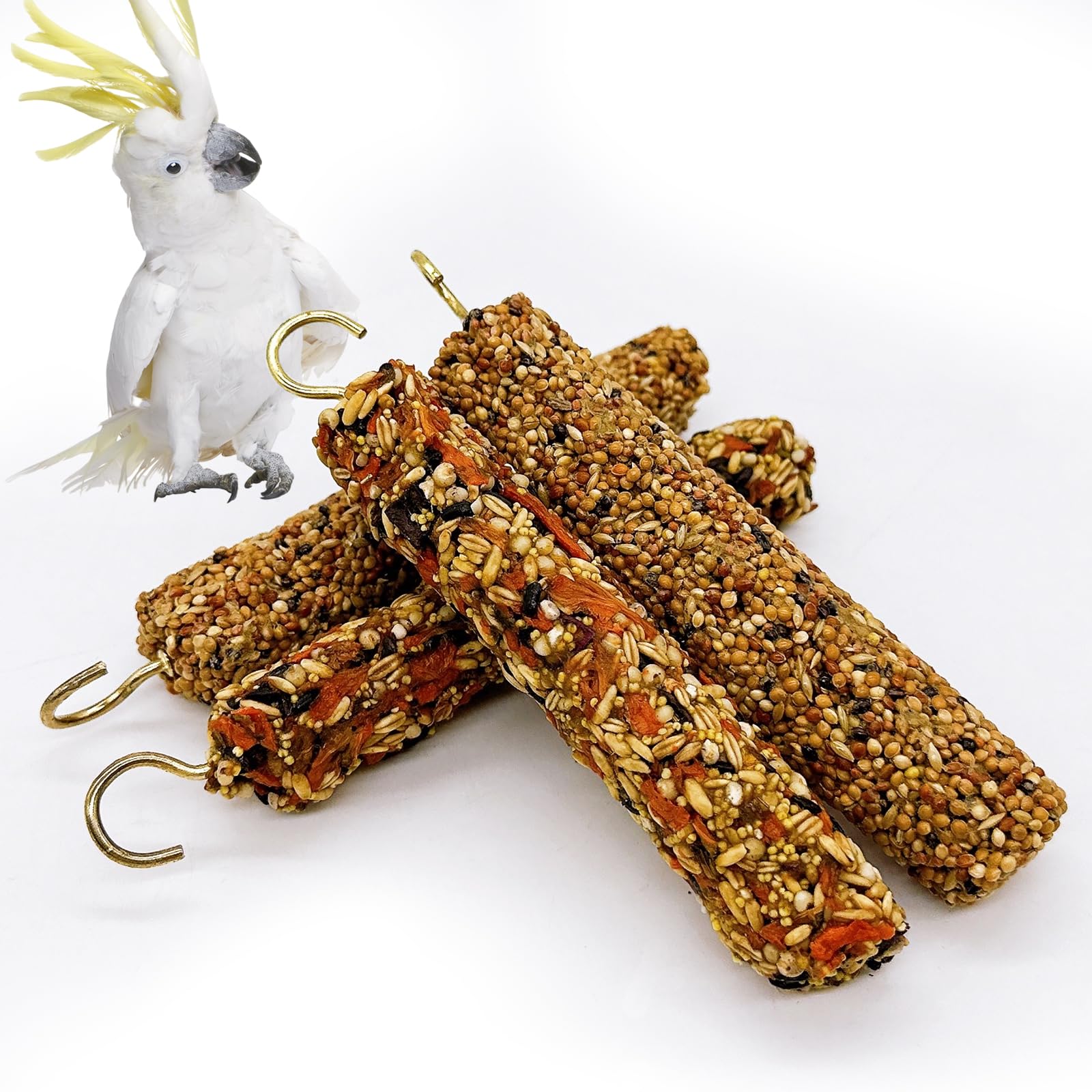Acsist 4PCS Parakeet Treat,Natural Parrots Treat Sticks,Vegetable & Grain Style Sticks,Bird Treats for Cockatiel Lovebirds Budgi