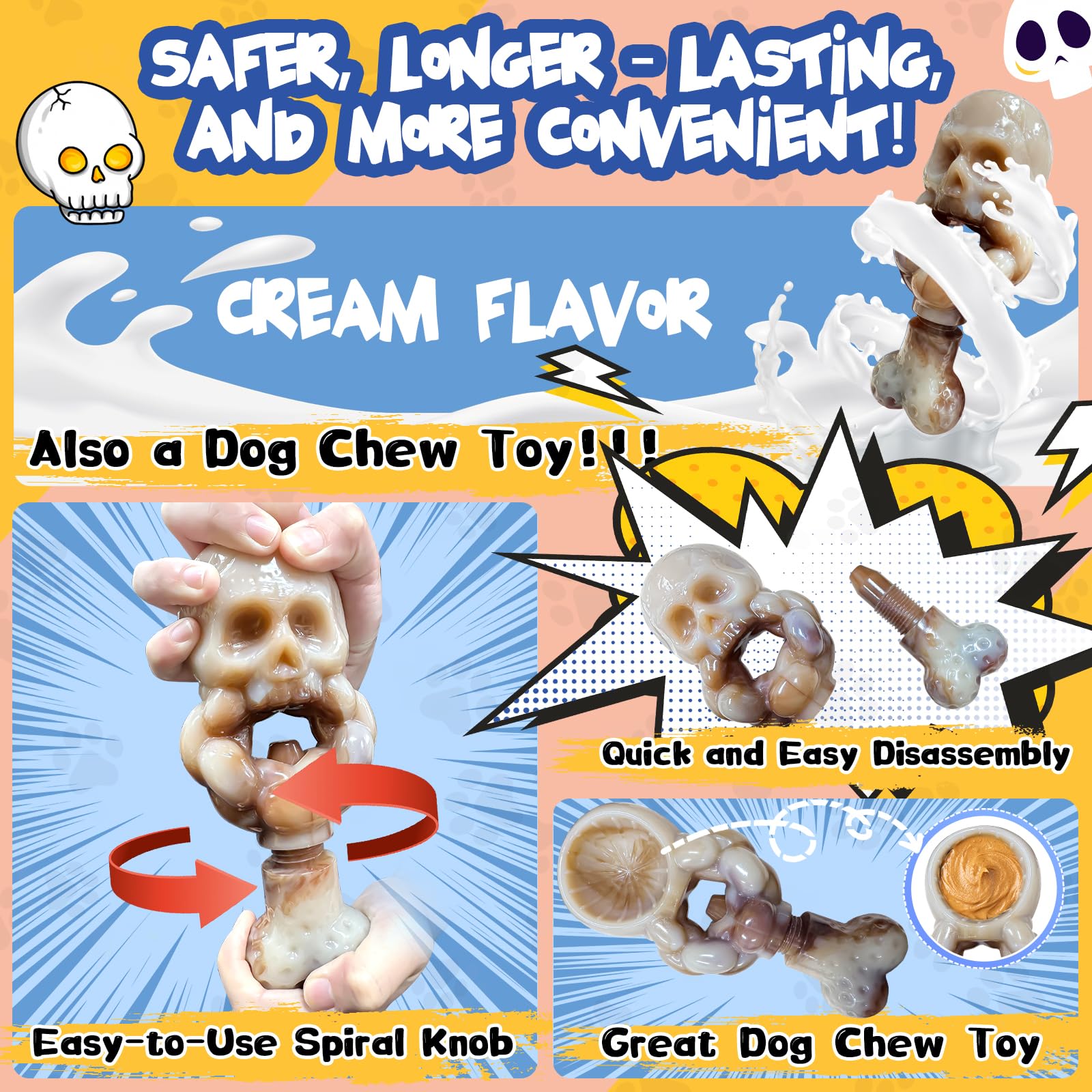 Fuufome Tough Dog Toys For Aggressive Chewers: Indestructible Dog Chew Toys-Upgraded Bully Stick Holder & Chew Toys-Super Chewer