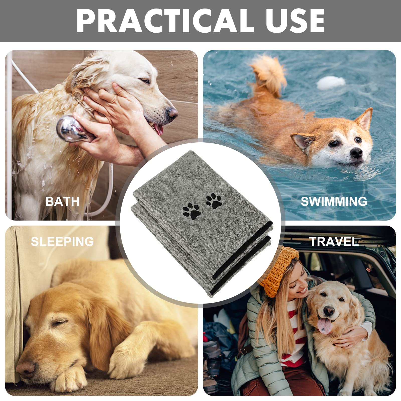 Wipela 2Pieces Microfiber Pet Bath Towel Dog Towel.Dog Towel Soft Absorbent Drying For Small Medium Large Dogs And Cats With Great For Bathing And Grooming (35 X 20 Inch Grey)