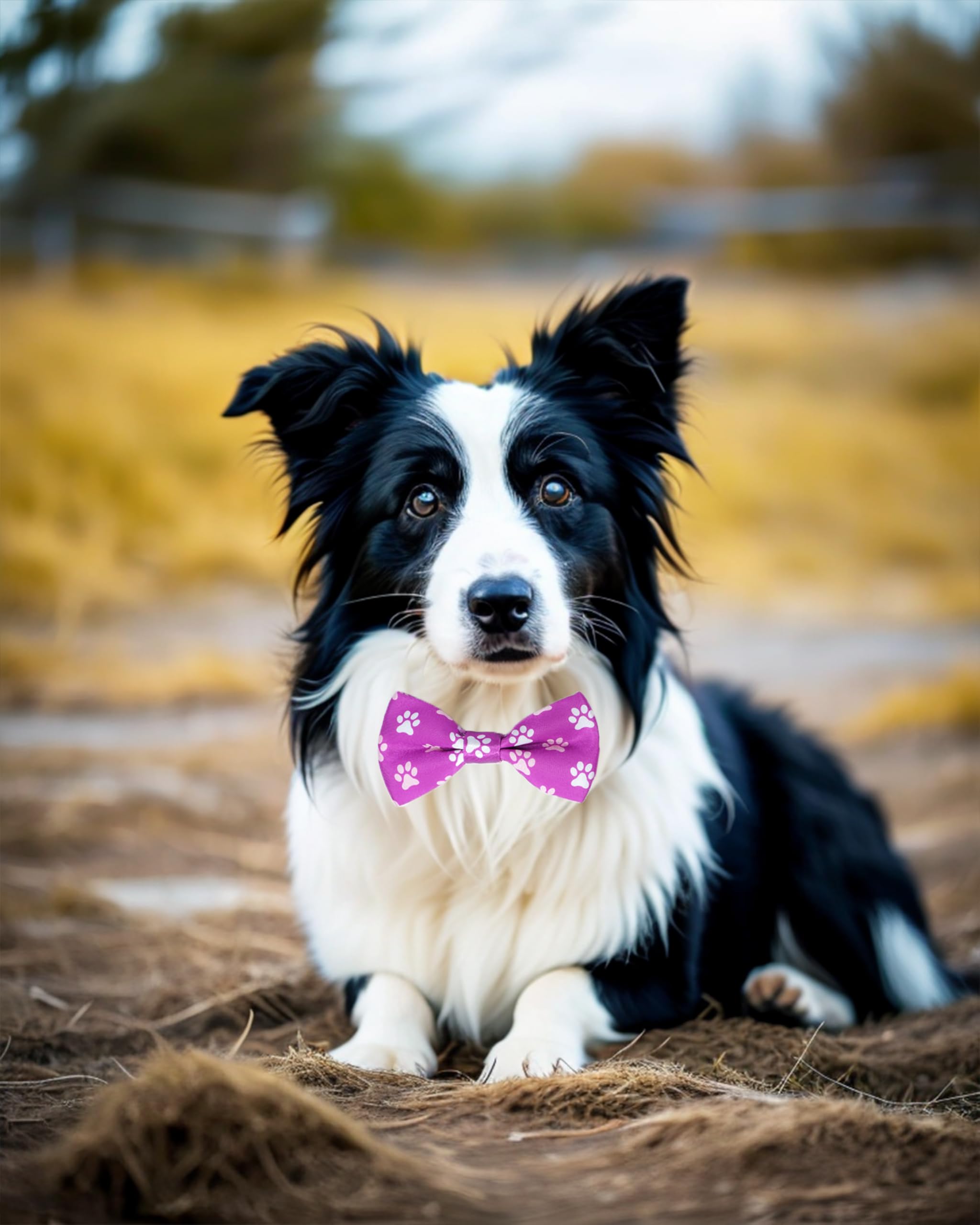 Pet Show 50 Pack Paw Print Dog Bow Ties Collar For Large Medium Dogs Adjustable Bowties Neckties Bowknots Bulk Pet Grooming Acce