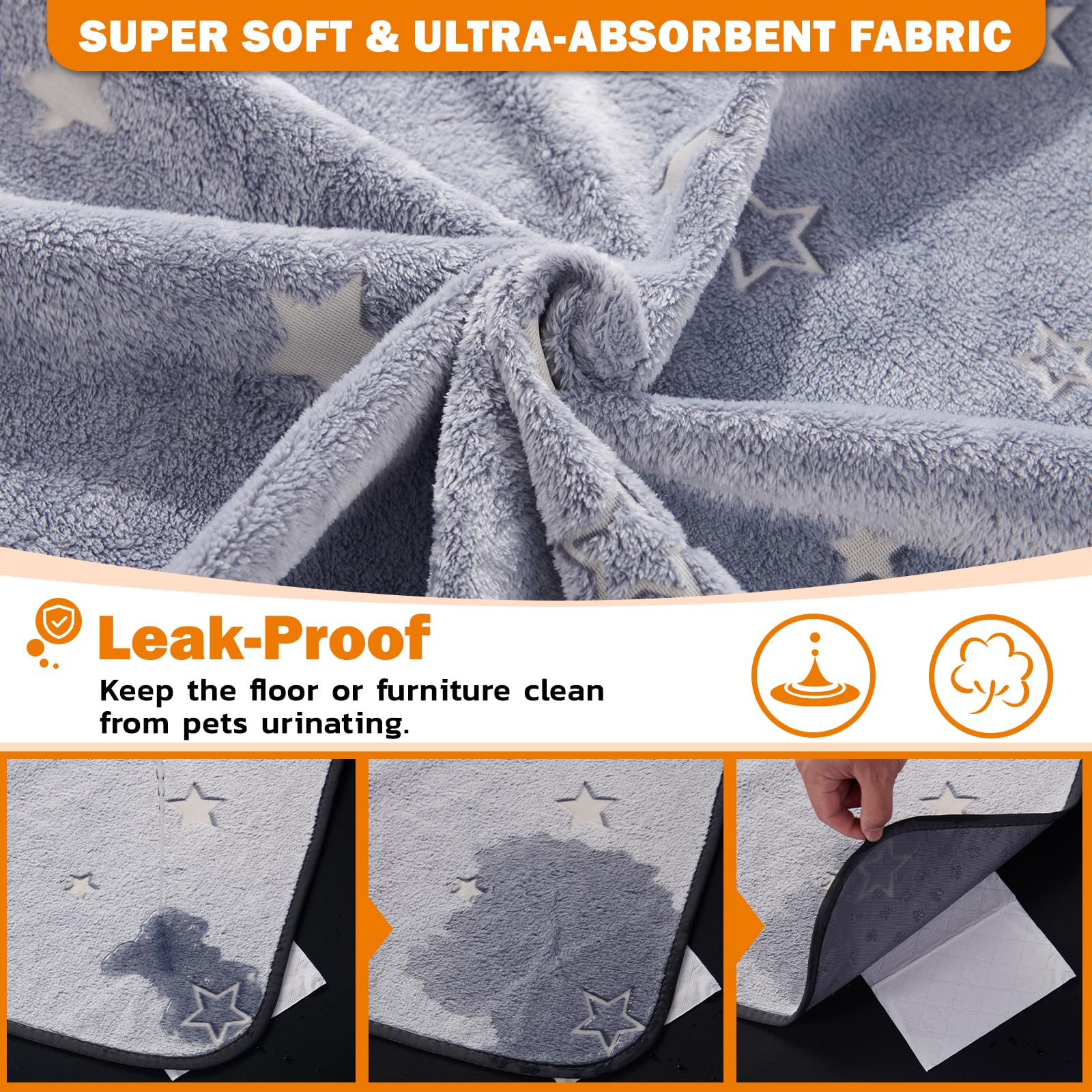 LOOBANI Washable Pee Pads for Dogs, Fast Absorption Reusable Puppy Pads, Waterproof Whelping Pads, Non Slip Training Pads Pet Pl