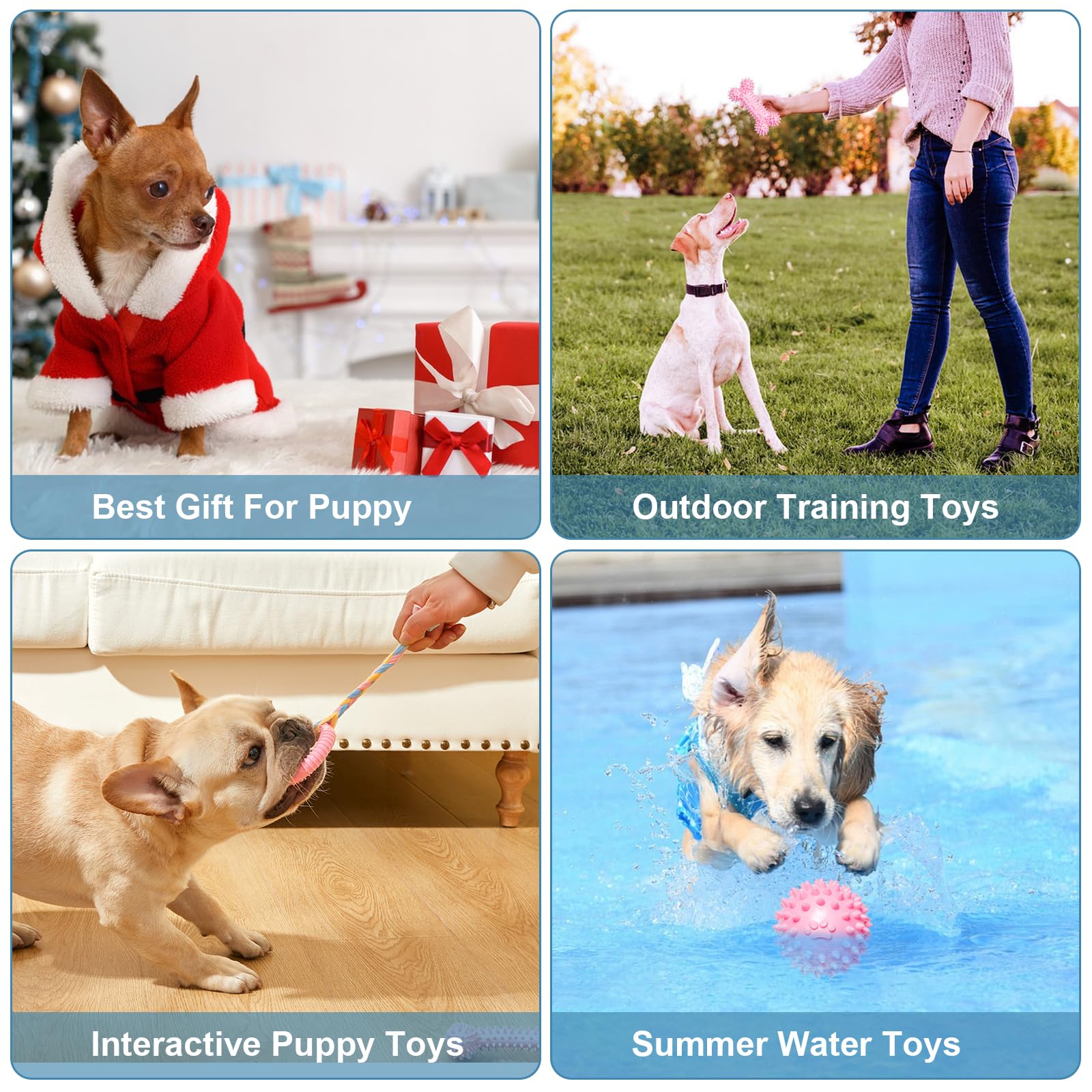Bininl 6 Pack Dog Chew Toys For Puppy Cute Blue Small Dog Toys Puppy Dog Toys For Teething Soft Durable Interactive Chew Toy For