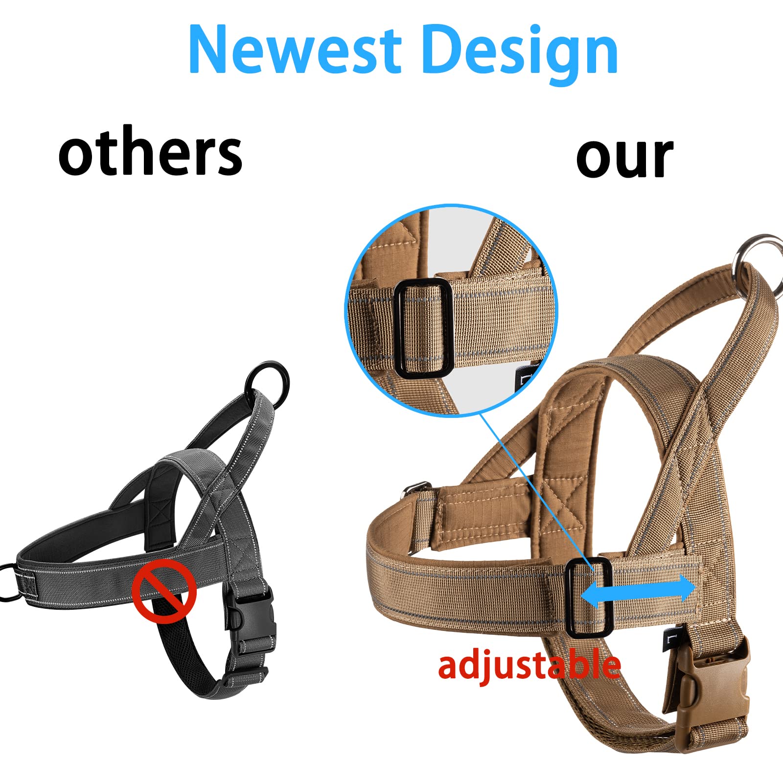 Qifbyfb Dog Harness, No Pull Dog Harnesses For Small Medlium Large Dogs Escape Proof Reflective With Comfortable Handle(Red, Xl)