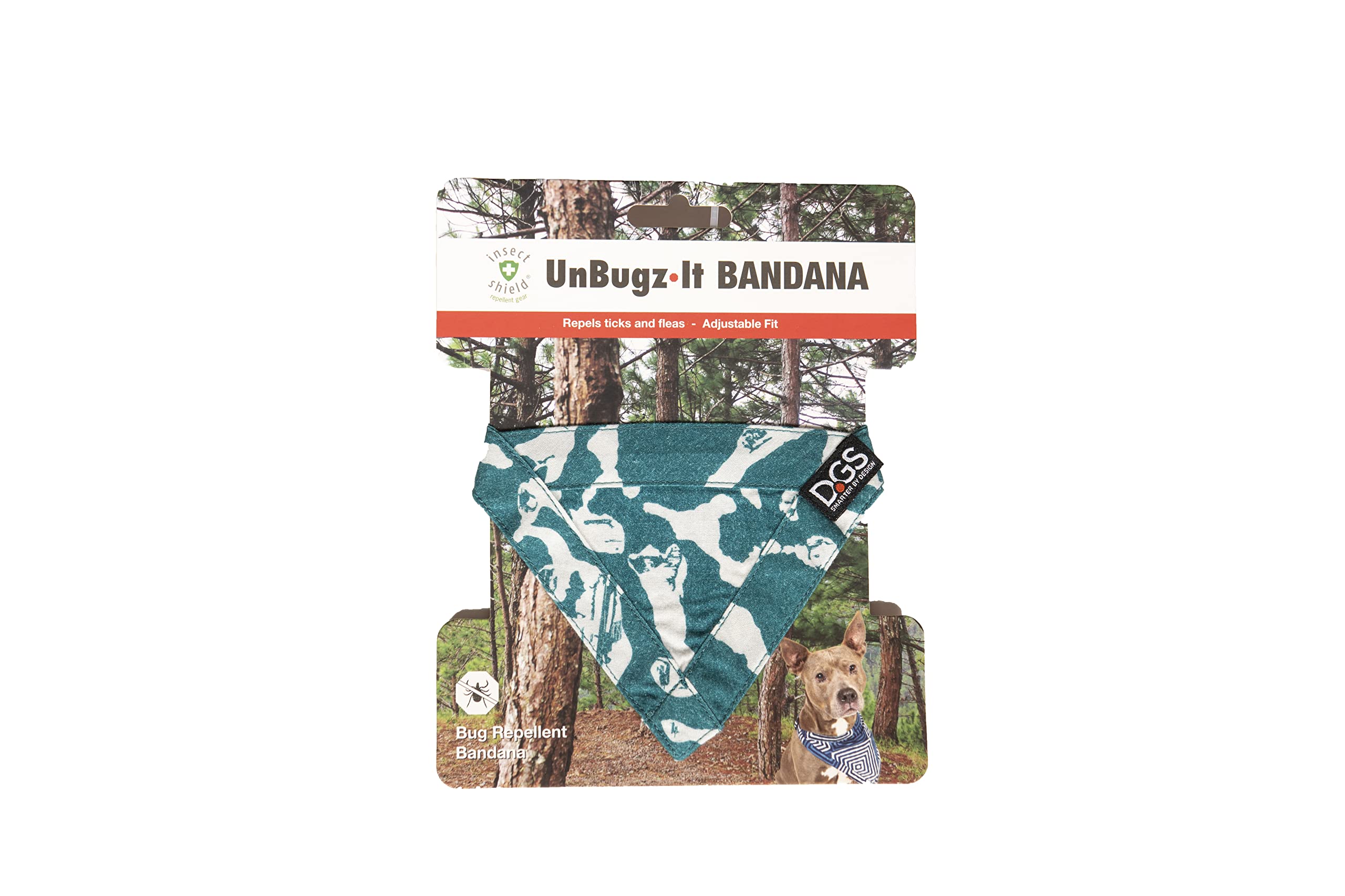 Dog Gone Smart Pet Products Unbugz-It Bandana, Small, Abstract Teal (5.5'' X 4'')