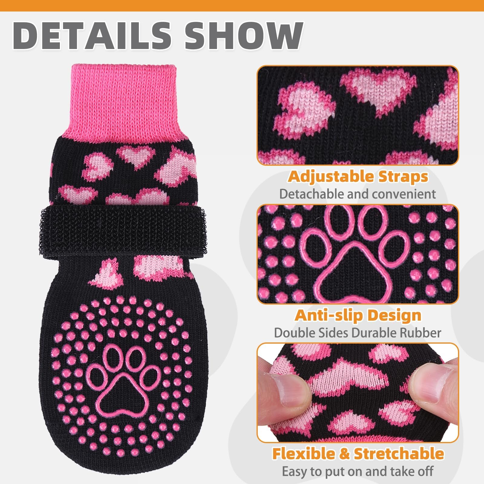 KOOLTAIL Anti Slip Dog Socks for Hot/Cold Pavement to Prevent Licking Paws,Dog Boots&Paw Protector with Grippers for Hardwood Fl