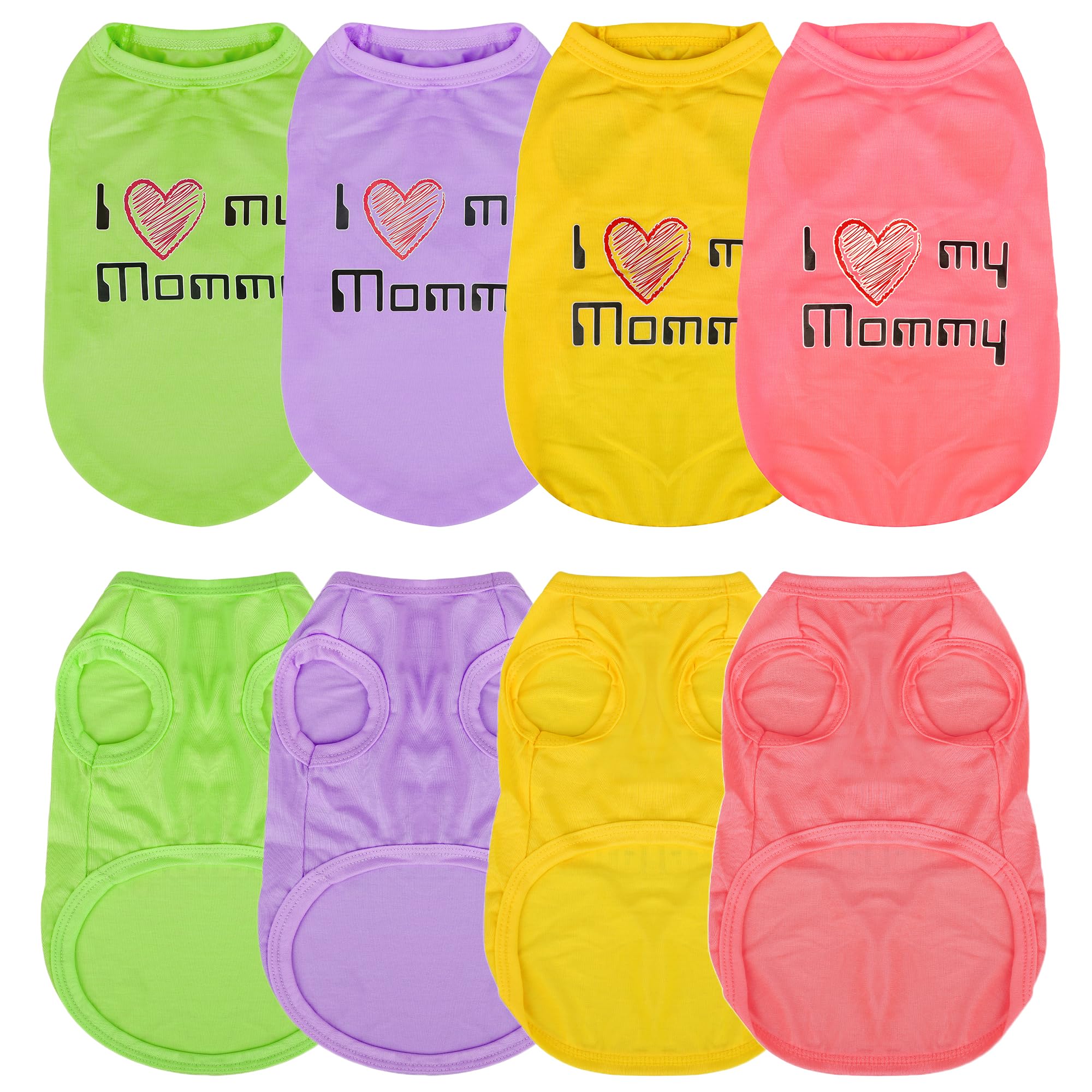 Paiaite Expressive Pet Vest: 4PCS Sleeveless Dog Shirt with 'I Love My Mommy' Slogan, Ideal for Chihuahuas, Poodles, Yorkies, an
