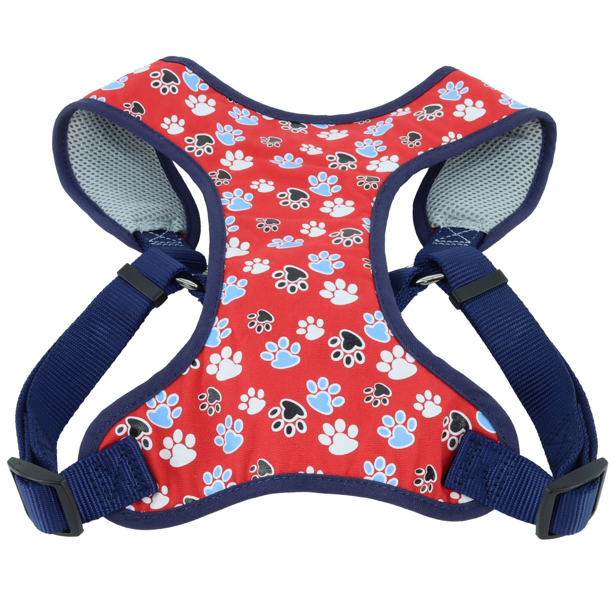 Coastal Pet Ribbon Designer Wrap Adjustable Dog Harness - Large & Small Dog Harness - Breathable Mesh Harness For Dogs Pet Supplies For Dogs - Red With Paws, 3/8' X 14-16'