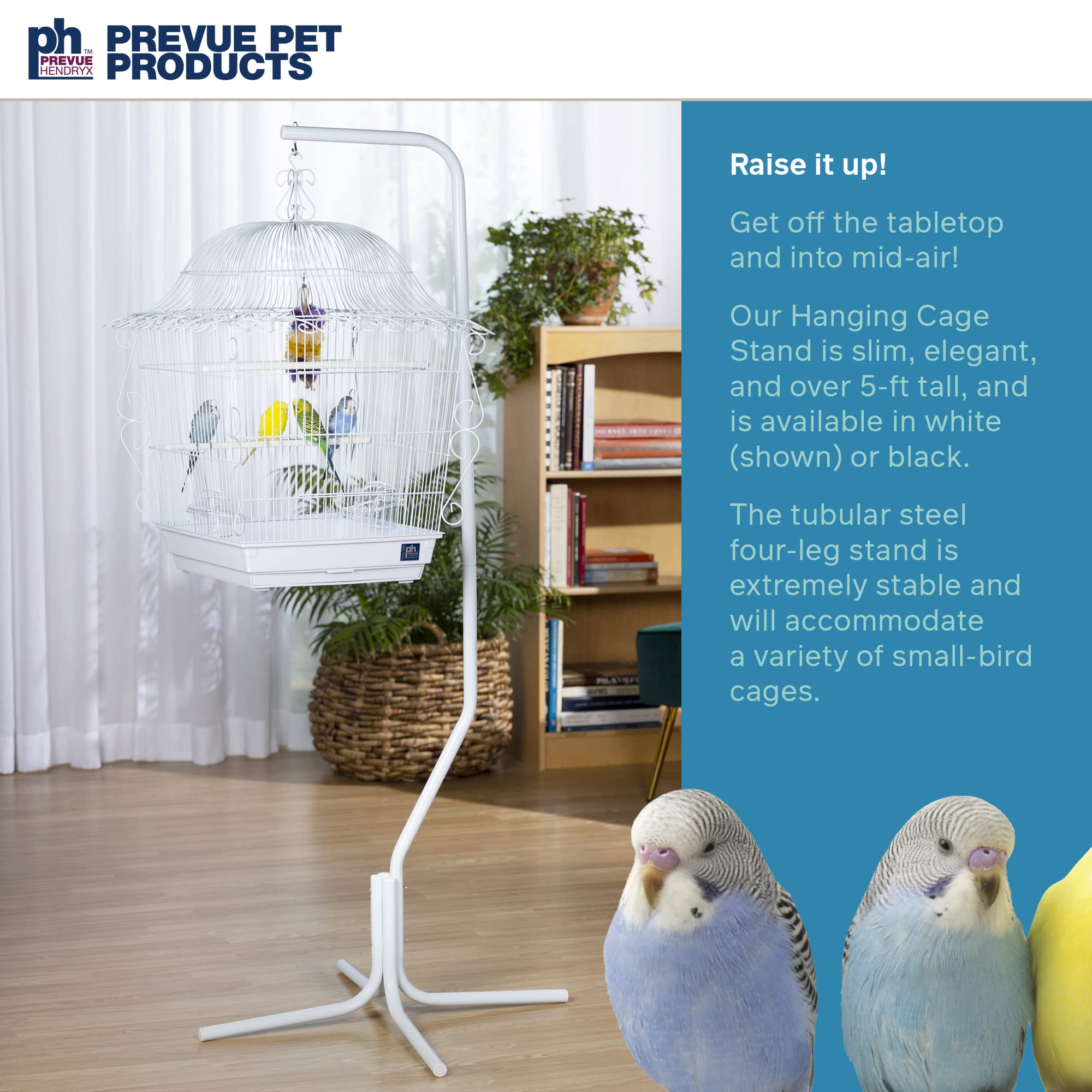Prevue Pet Products Tubular Steel Hanging Bird Cage Stand 1781 White, 24-Inch by 24-Inch by 60-Inch