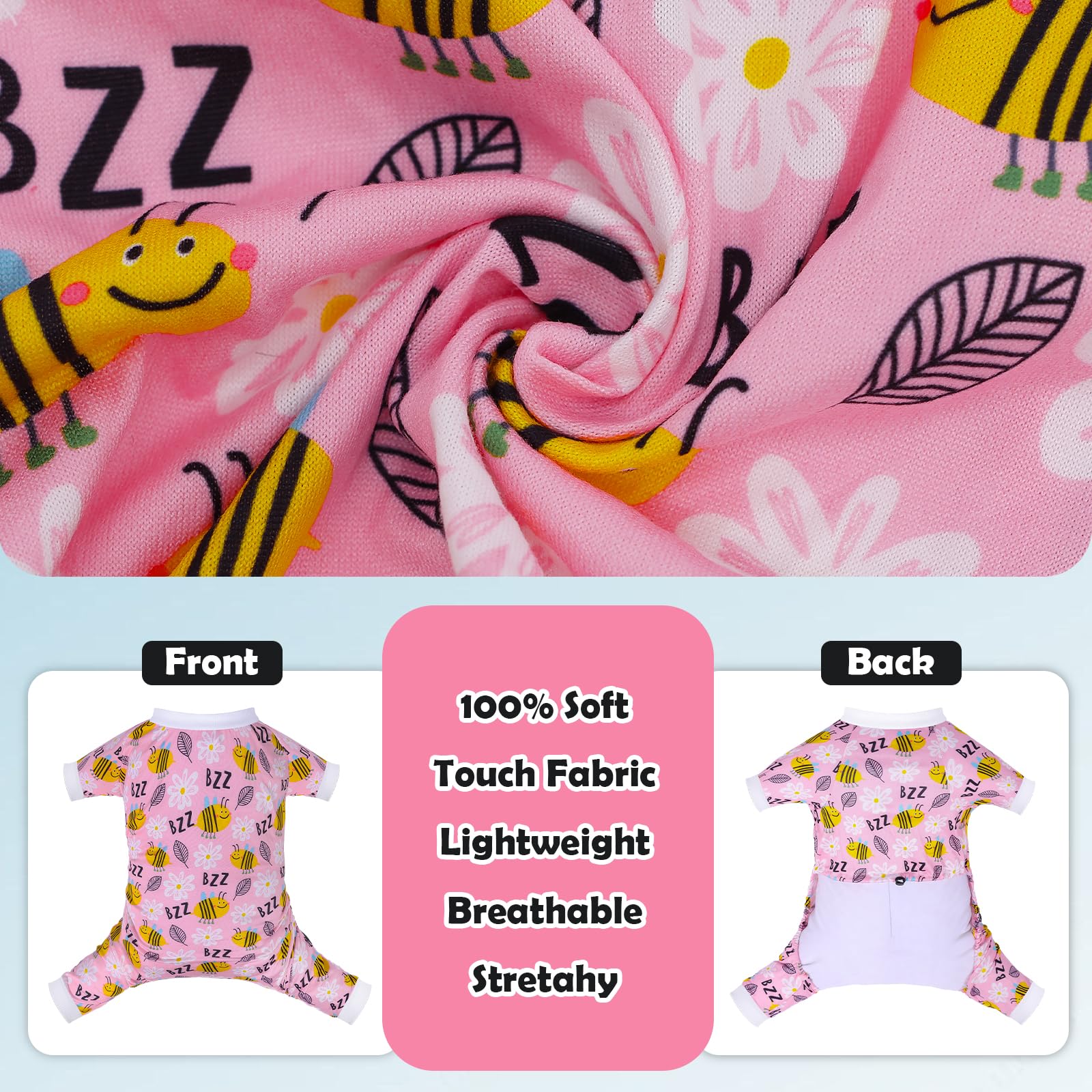 Cutebone Small Dog Pajamas Shirt Stretchy Summer Puppy Pjs Soft Cat Onesies Pet Clothes For Daily Wear Da24S