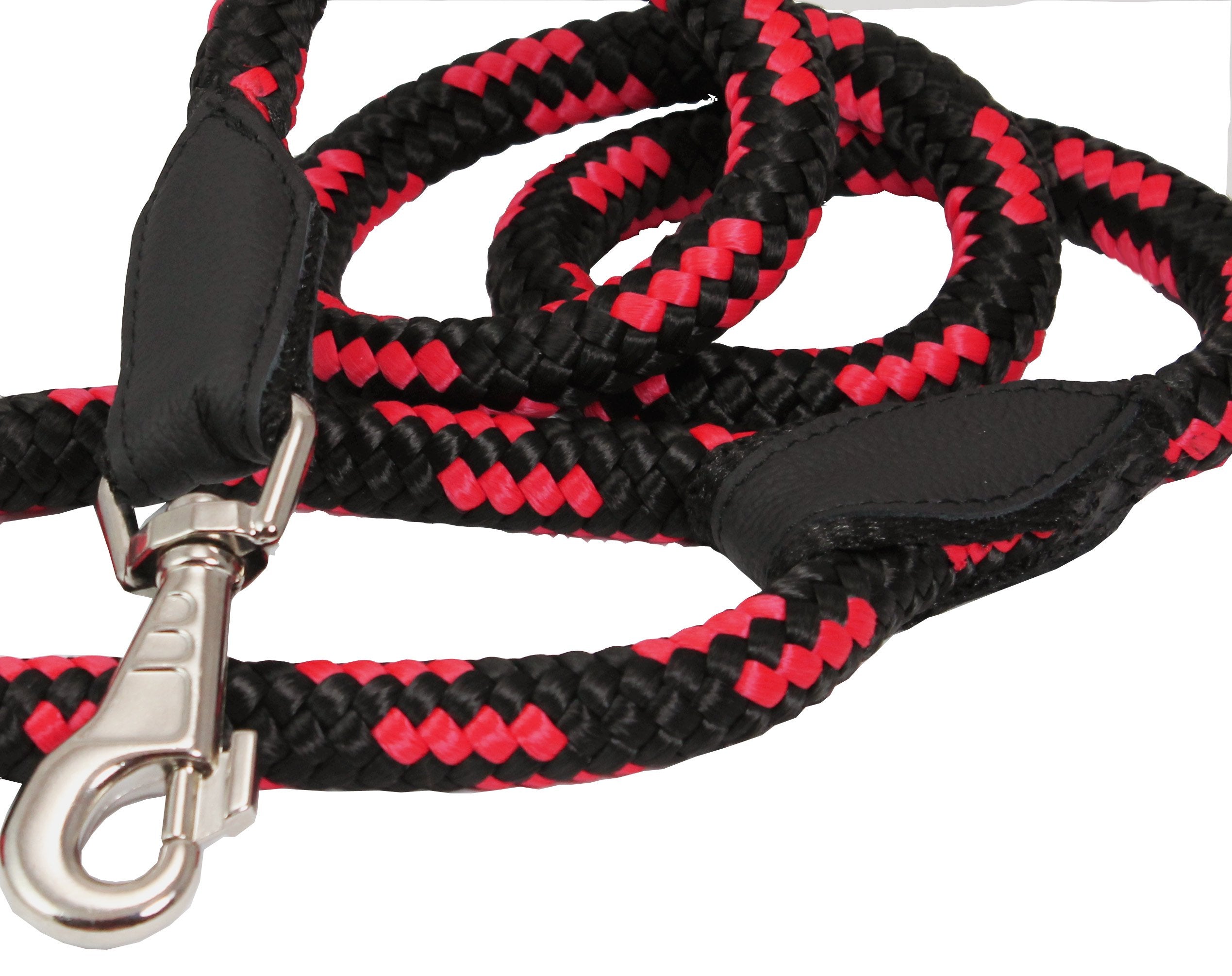 Dogs My Love 6Ft Long Braided Rope Dog Leash Red With Black 6 Sizes (Xlarge: 6Ft Long; 5/8' Diam (14Mm))