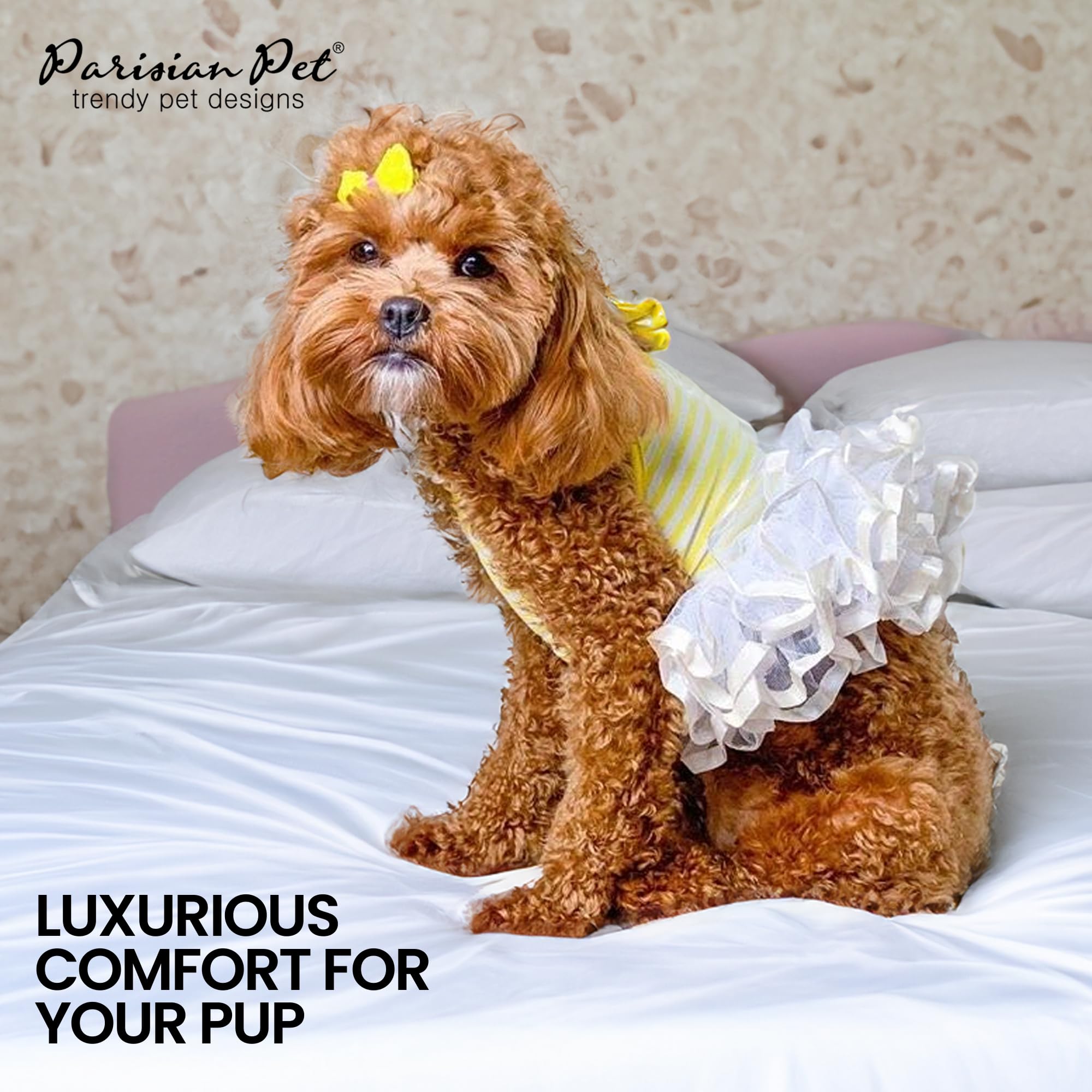 Parisian Pet Dog Dress - Ballerina Dress Girl Dog Clothes - Stylish Dog Wedding Outfit - Lightweight Puppy Dress - Summer Dog Dr