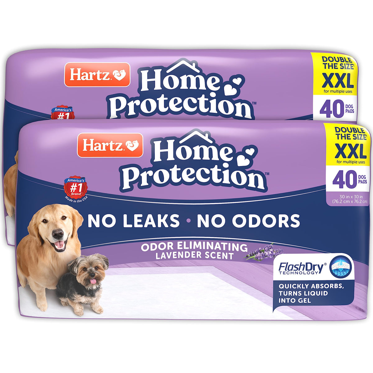 Hartz Home Protection Lavender Scented Dog Pads, XXL 80 Count, Super Absorbent & Wont Leak, Odor Eliminating