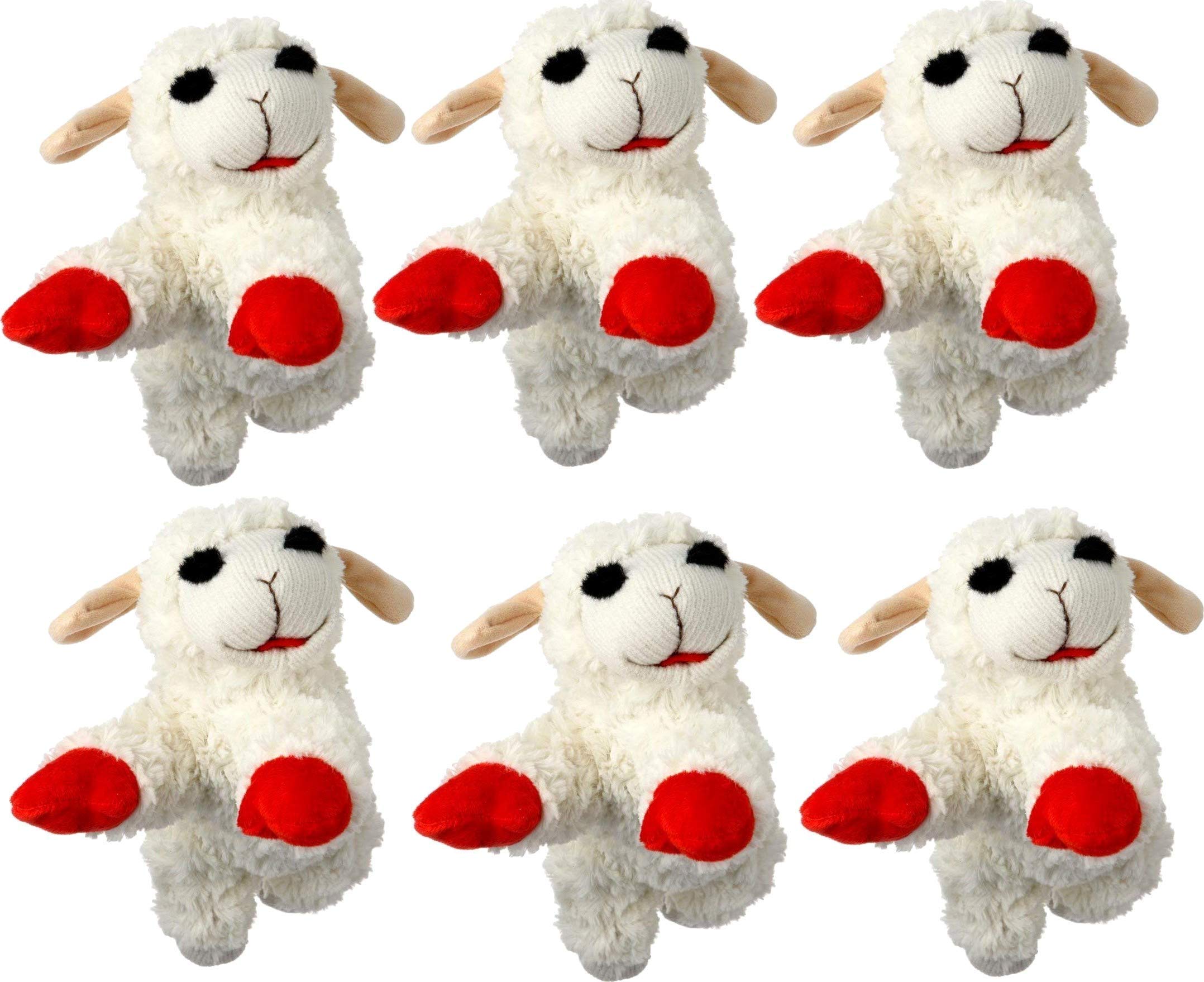 Multipet Lambchop Plush Dog Toy 6' With Squeaker, All Breeds (Pack Of 6)