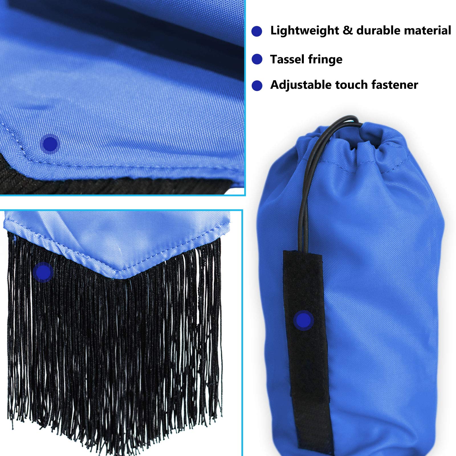 Harrison Howard Smooth Lightweight Adjustable Fastener Nylon Horse Tail Bag With Fringe-Champion Blue