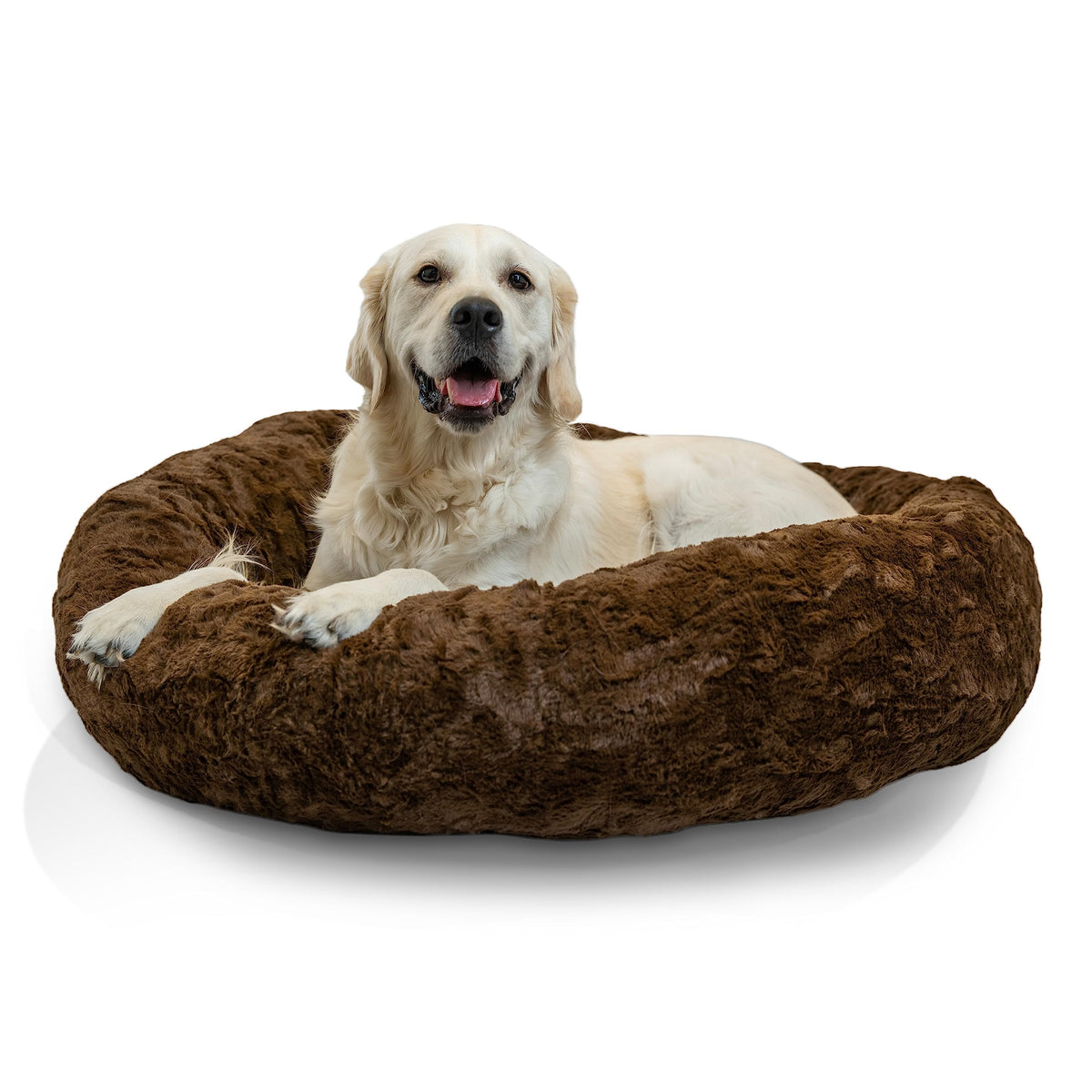 Best Friends By Sheri The Original Calming Donut Dog And Cat Bed In Lux Fur, Dark Brown, Large, 36X36