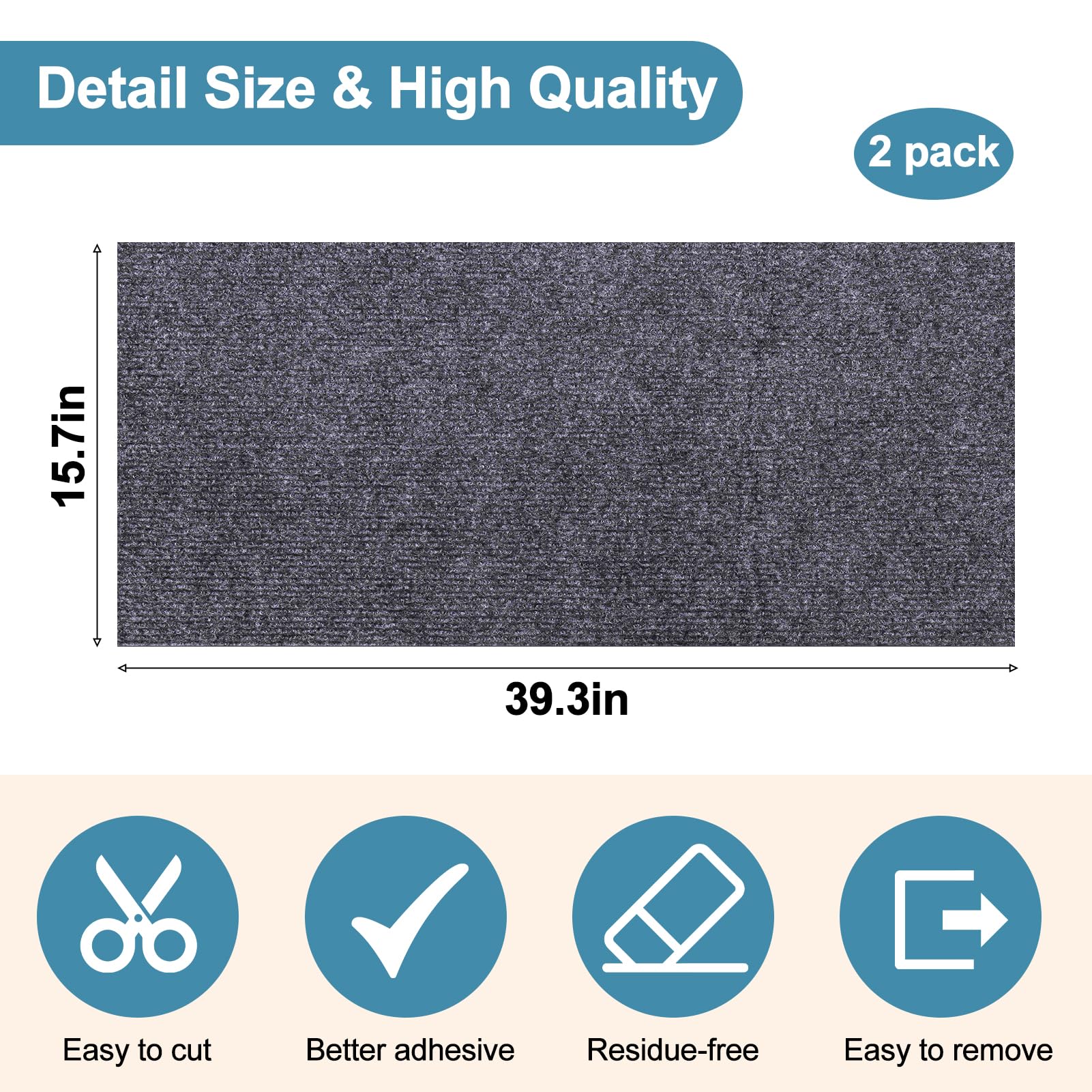 Palksky Diy Climbing Cat Scratcher Mat, 2Pack 39.4'X15.8' Trimmable Cat Scratching Post, Cat Scratching Mat Self-Adhesive Repl