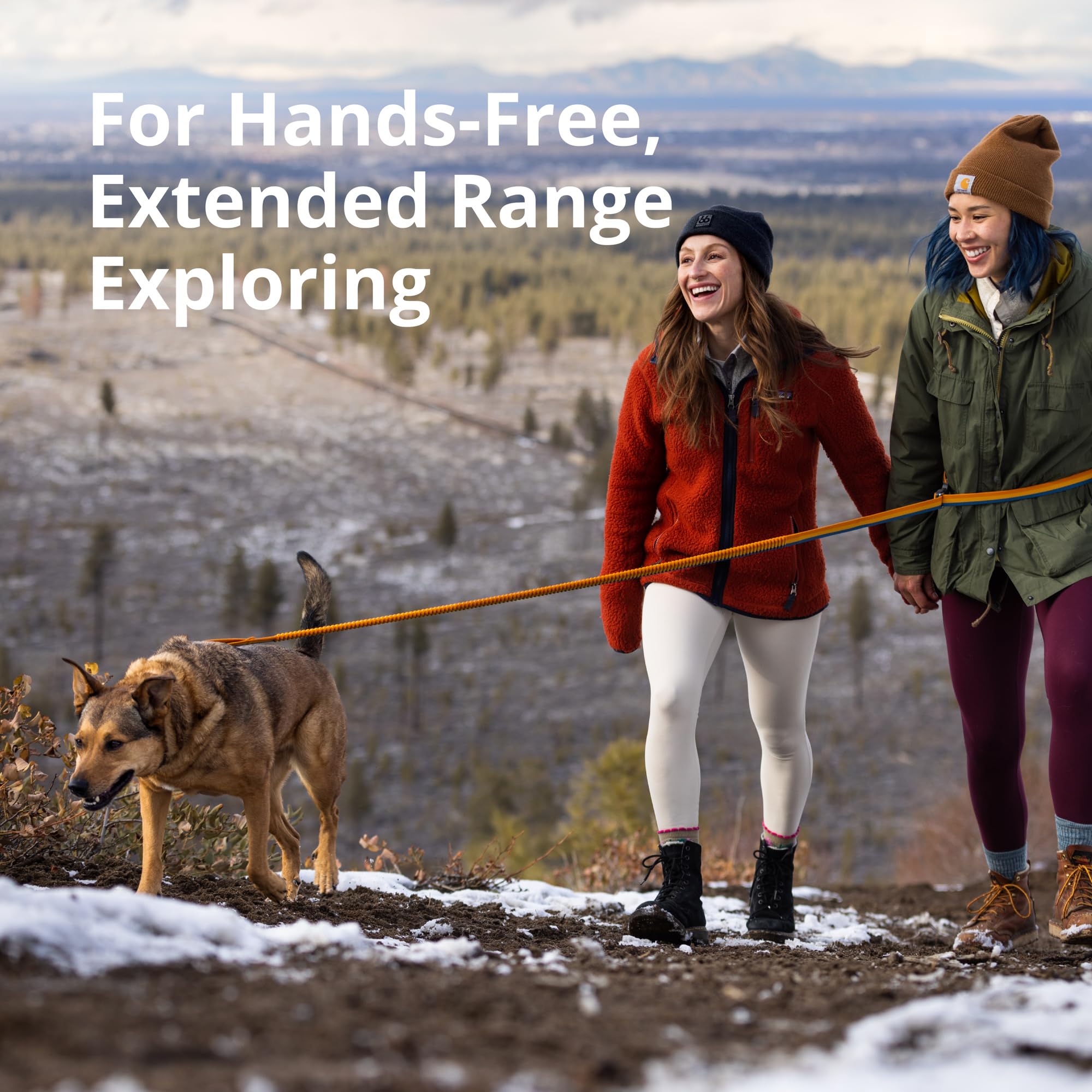 Ruffwear, Roamer Bungee Dog Leash For Running, Biking Or Hiking, Can Be Used Hand-Held Or Hands-Free, Yellow Snow, 7.3'-11'