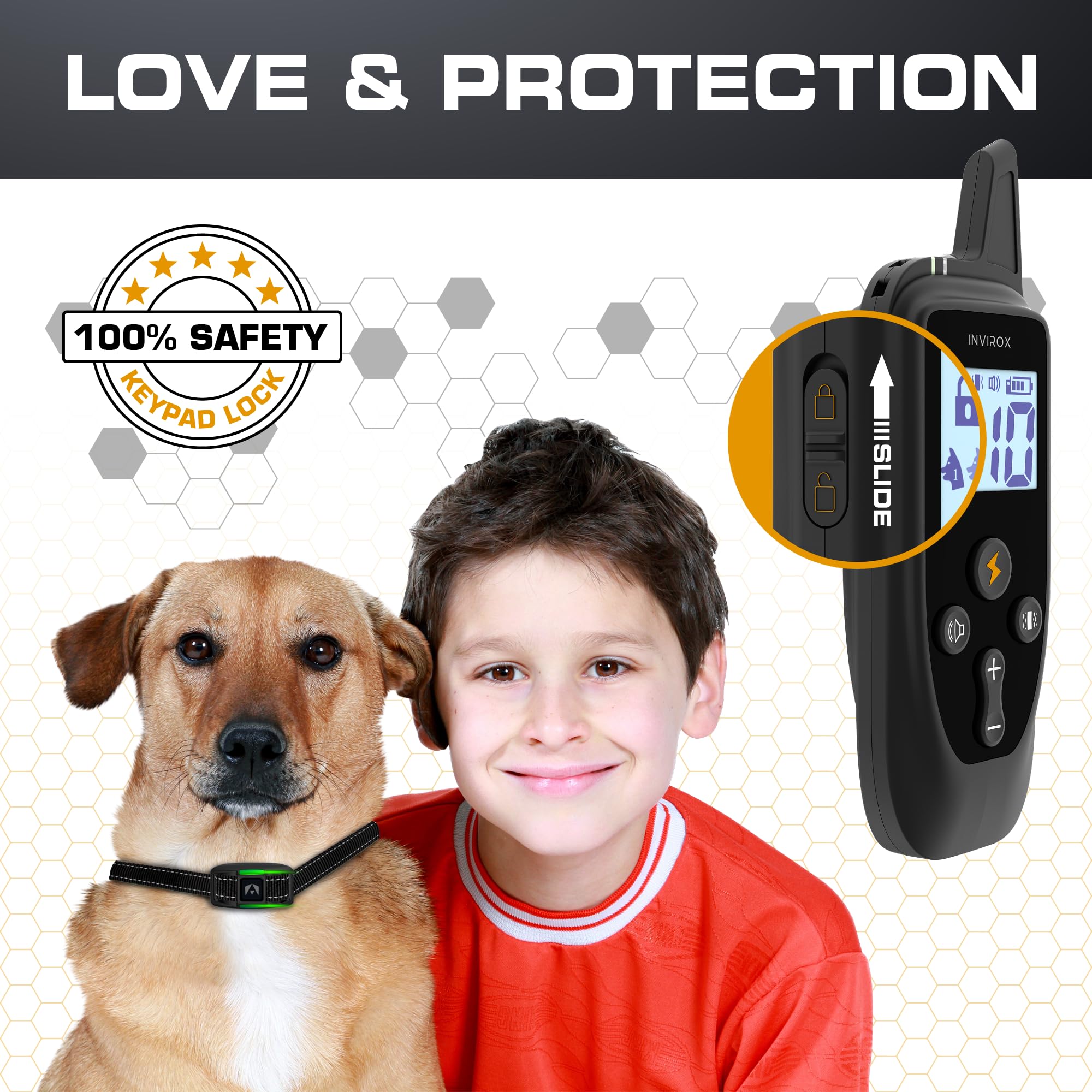 Invirox Dog Shock Collar [2024 Edition] 123 Levels Dog Training Collar With Remote 1100Yd Range E Collar For Dogs Training 100%