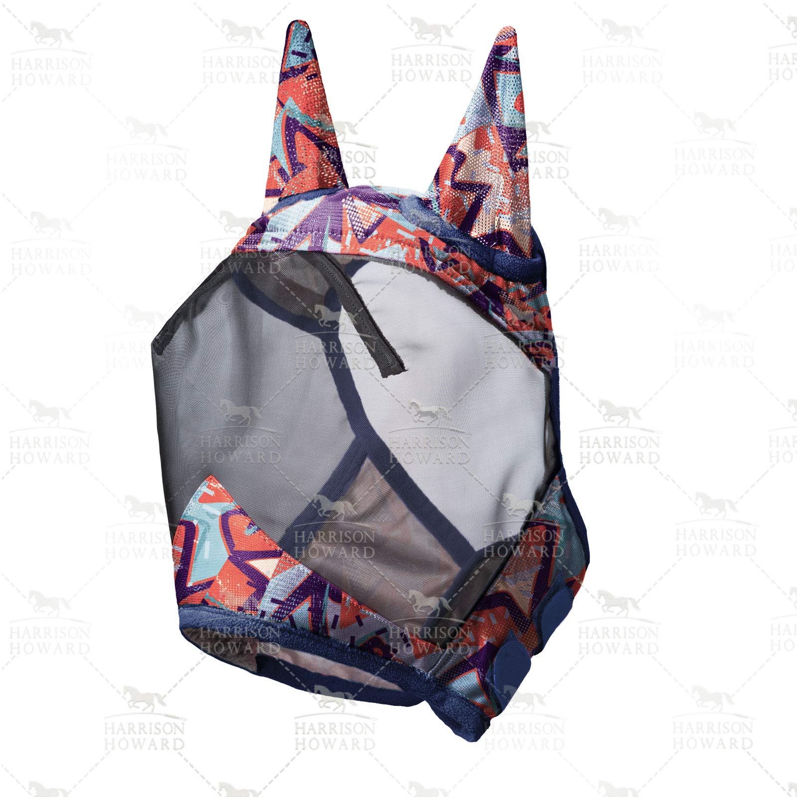 Harrison Howard LumiVista Horse Fly Mask Standard with Ears UV Protection for Horse Abstract Graffiti L Full Size