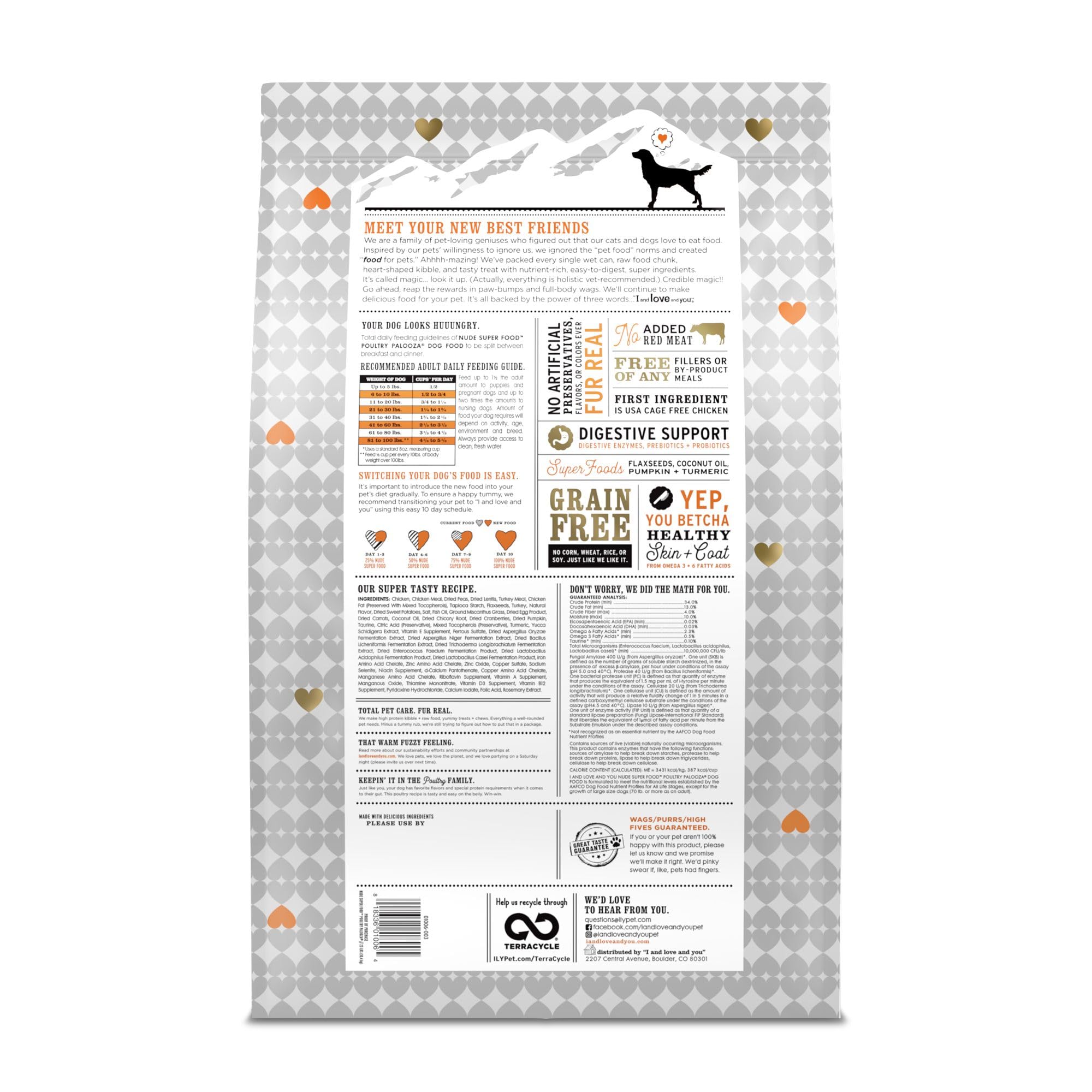 I and love and you Nude Superfood Dry Dog Food - Grain Free Kibble, Prebiotics & Probiotics, Turkey + Chicken, 23-Pound