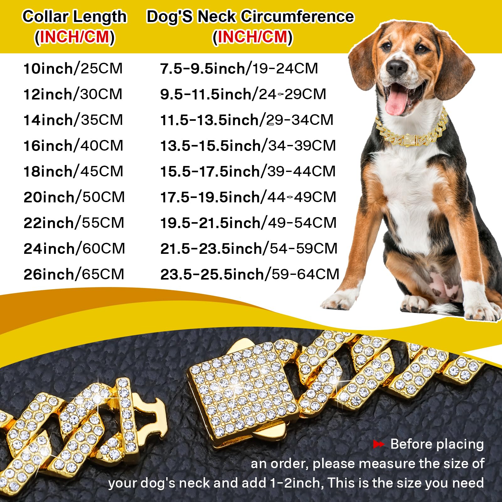 Gold Dog Chain Collar Diamond Link 15Mm Wide Dog Necklace Metal Cat Chains Pet Crystal Collars Jewelry Accessories For Small Med