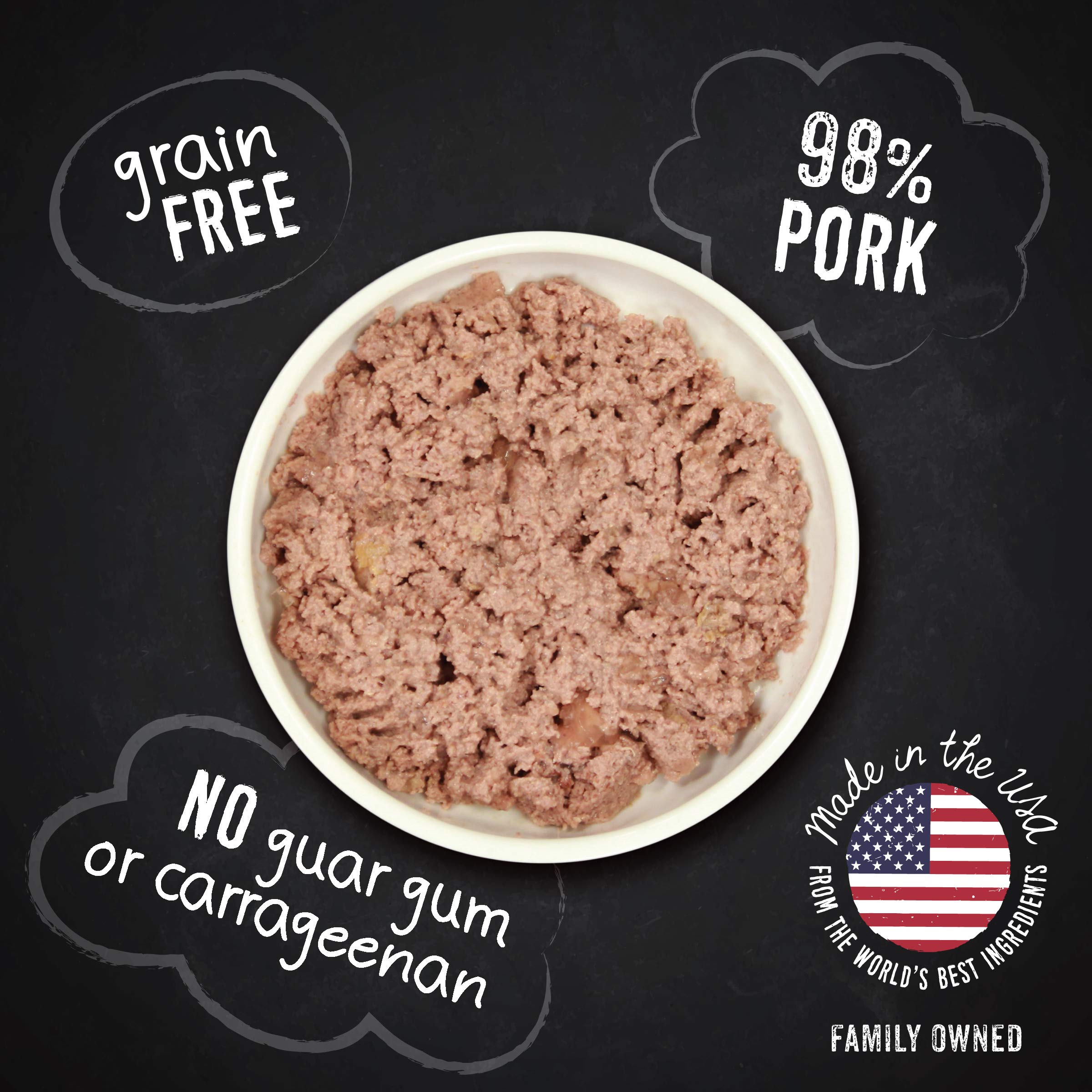 Hound & Gatos Wet Cat Food, 98% Pork, Grain Free Pate Cat Food, Real Meat, High Protein, Limited Ingredients, No Additives, 5.5