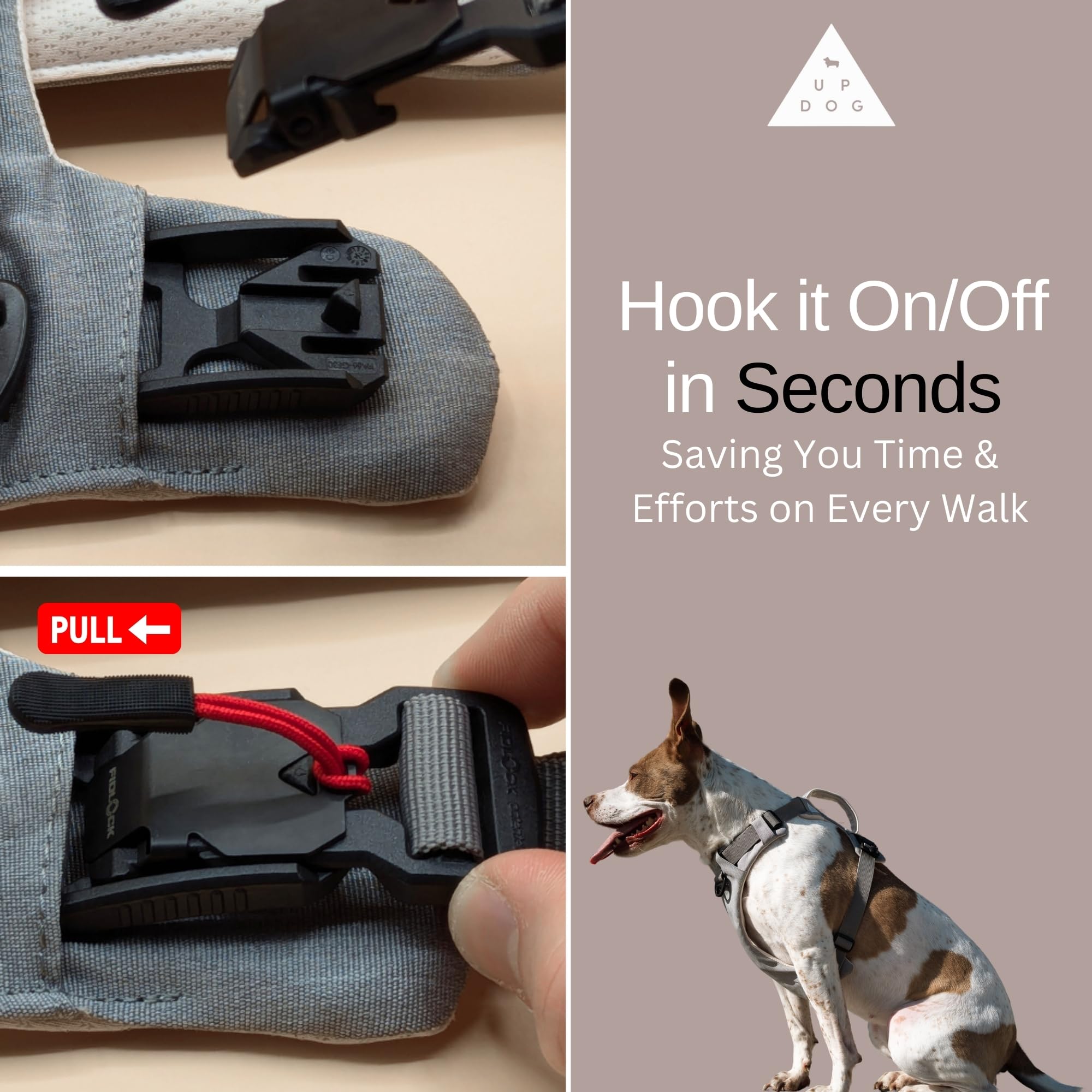 Strong & Secure Magnetic Dog Harness With Easy Lock Buckle - Comfortable No-Pull Vest For Small, Medium & Large Dog Breeds (Larg