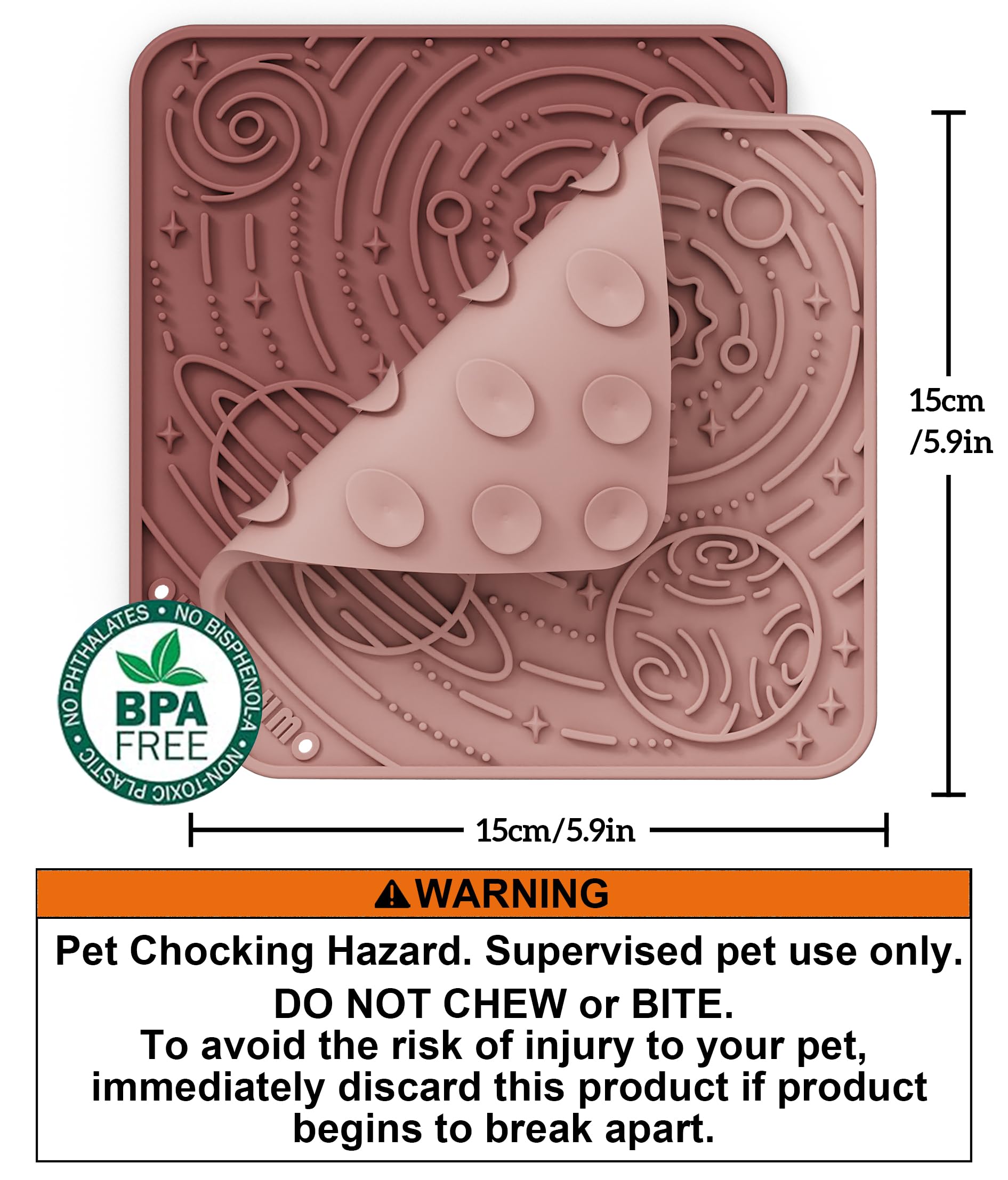 Ohmo Lick Mat For Dogs And Cats(Small, Mars&Coral, 2Pcs) Enrichment Accessories Toy Space Star Easy Clean Pet Slow Feeder/Suctio