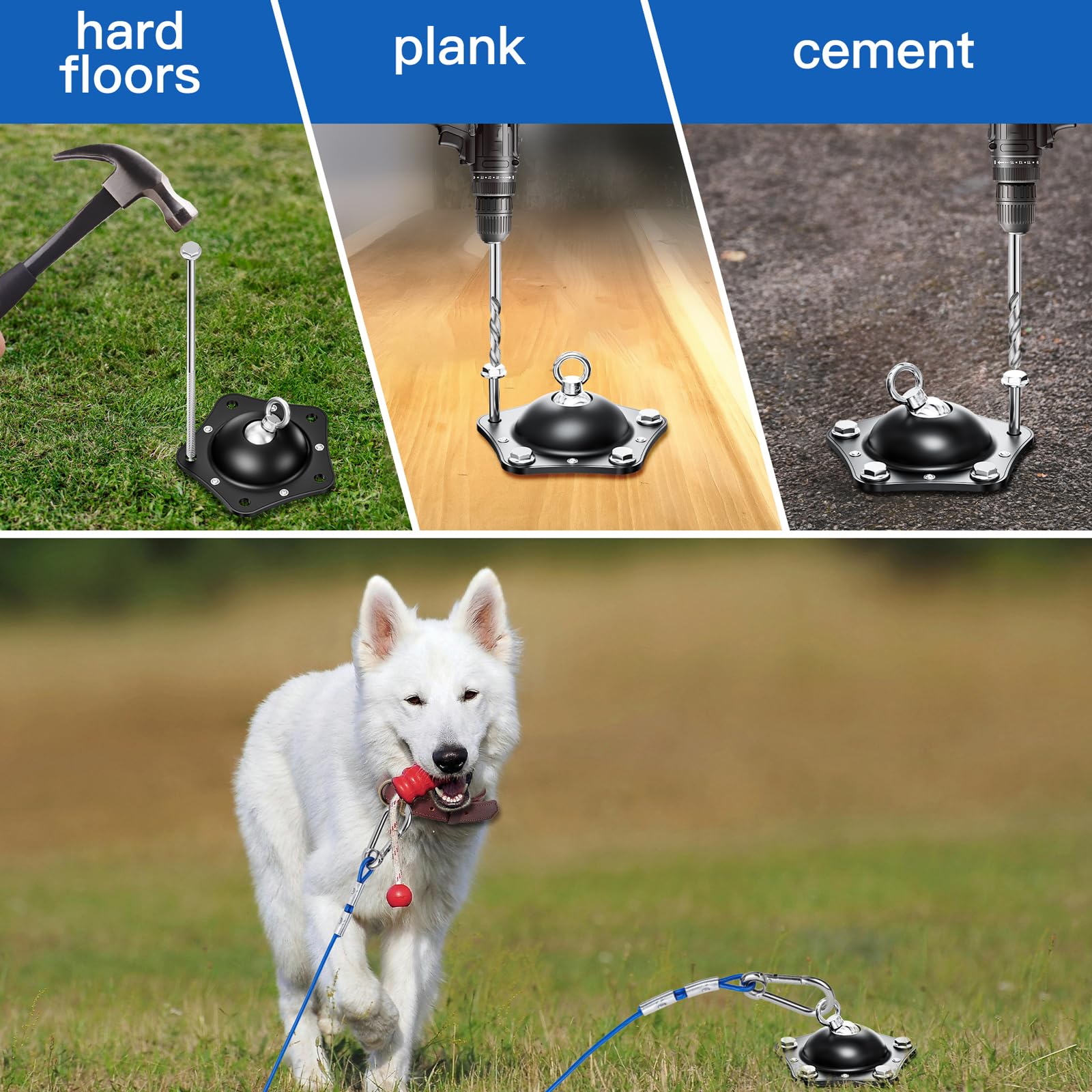 Tamababy Dog Tie Out Stake, 360Swivel Dog Run, Heavy Dog Stake For Yard, Rust Proof Dog Runner Can Hold Up To 150 Lbs Dogs For P