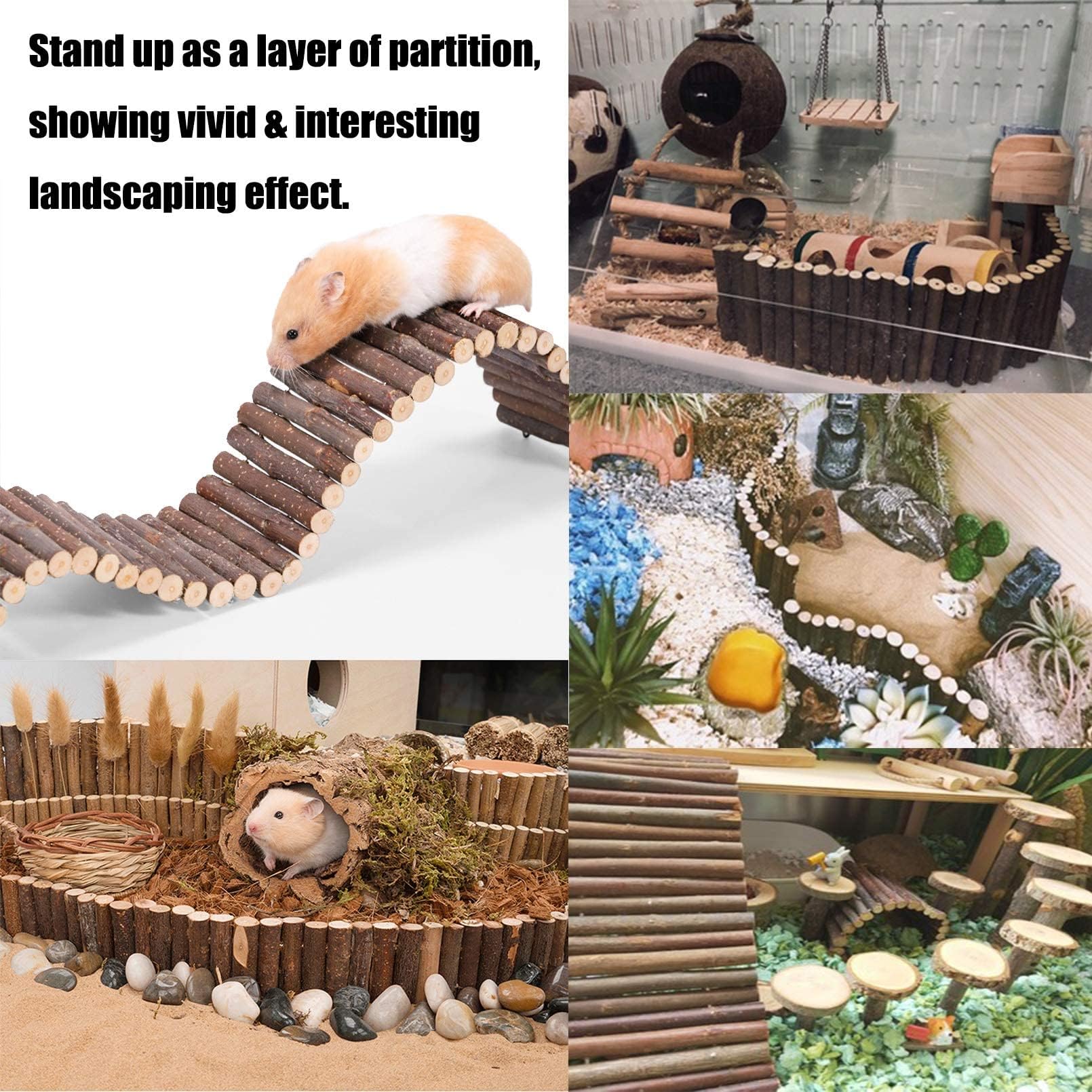 Pinvnby Hamster Suspension Bridge Ladder Rodents Natural Wooden Arch Bendable Bridge Chew Toy Long Climbing Ladder For Hamster G