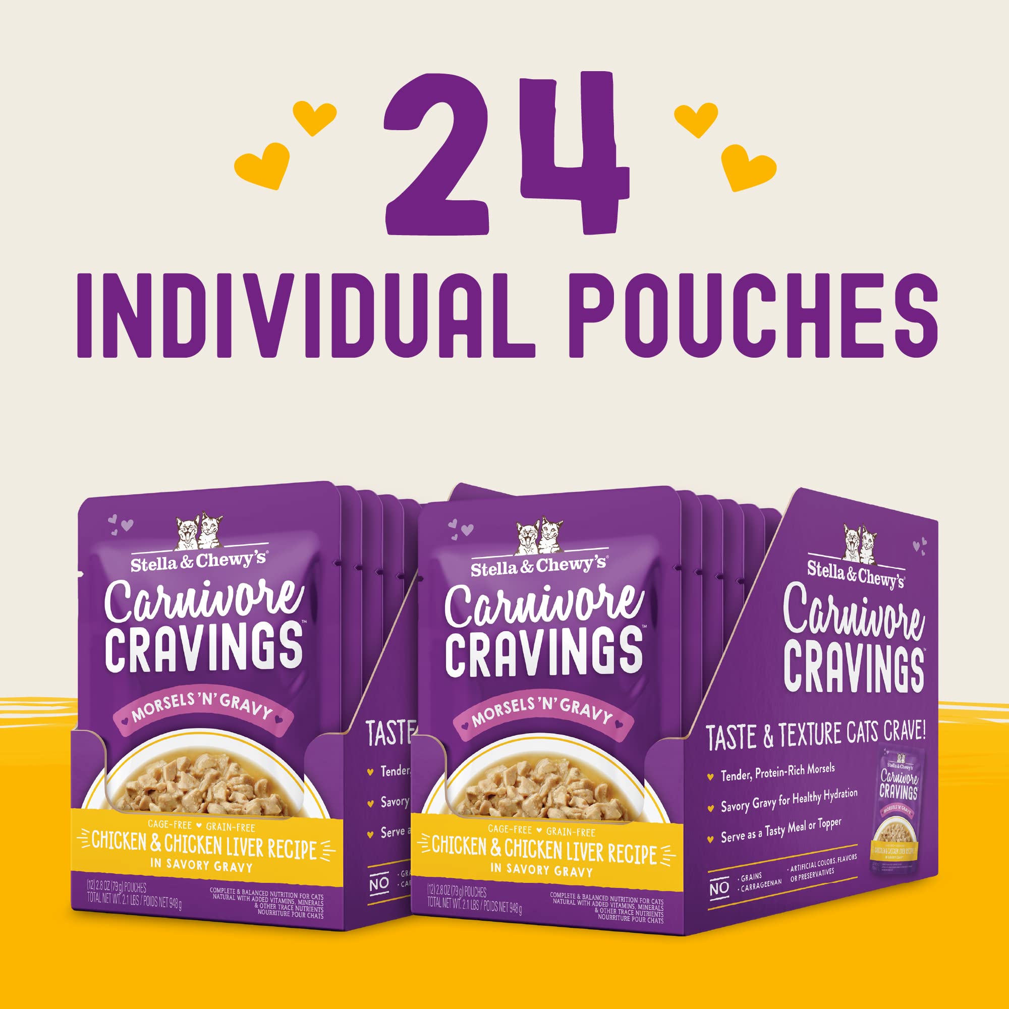Stella & Chewys Carnivore Cravings Morsels & Gravy Chicken & Chicken Liver Recipe Wet Cat Food Pouches - (2.8 Ounce Pouch, Case