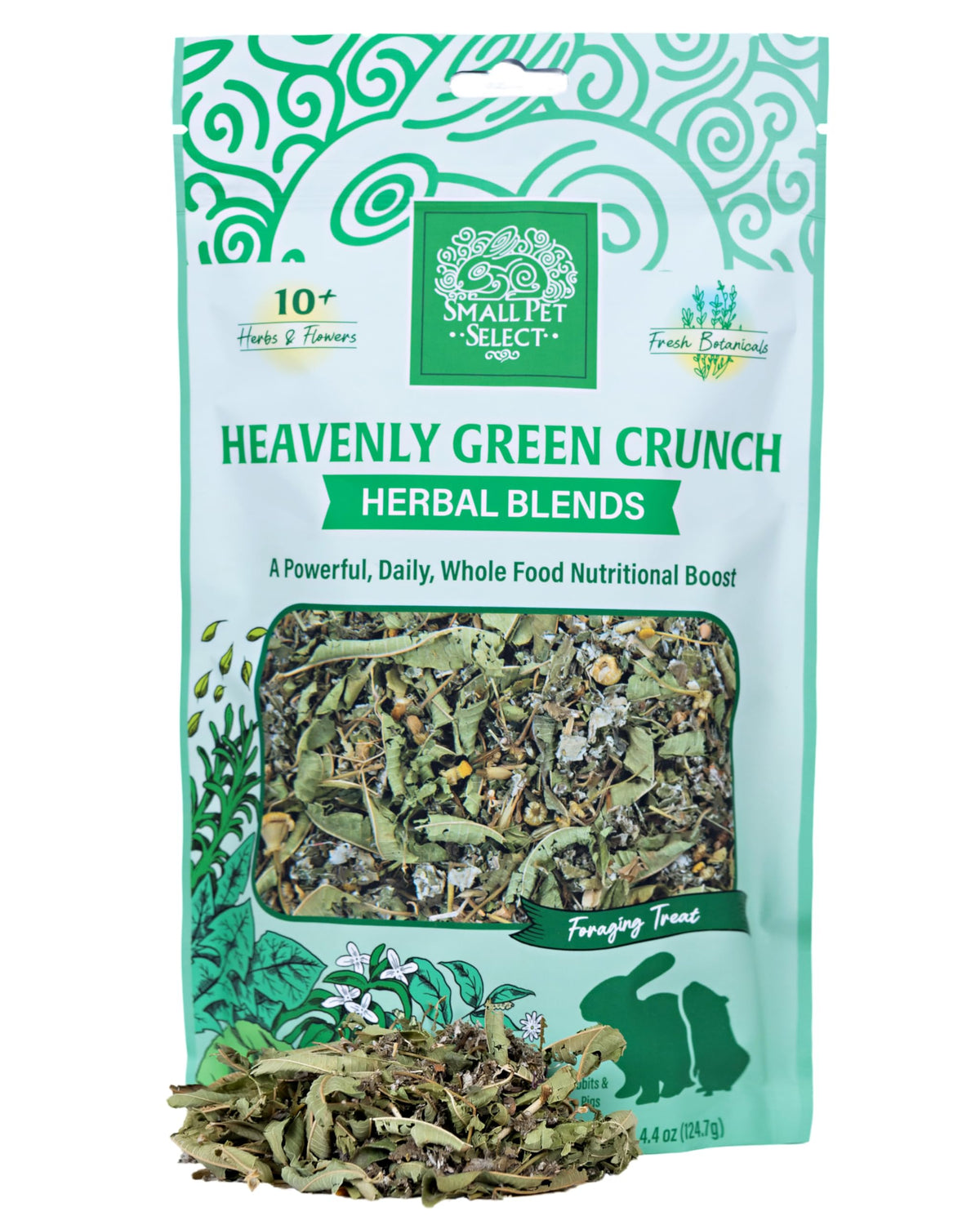 Small Pet Select - Heavenly Green Crunch Herbal Blend, A Natural Herbal Treat For Rabbits And Guinea Pigs, 4.4Oz