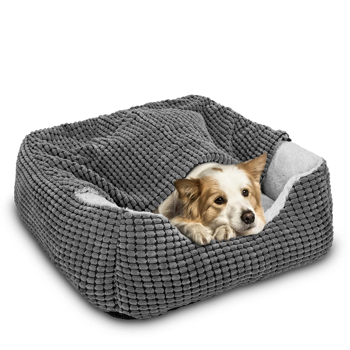Gasur Dog Beds For Large Medium Small Dogs, Rectangle Cave Hooded Blanket Puppy Bed, Luxury Anti-Anxiety Orthopedic Cat Beds For