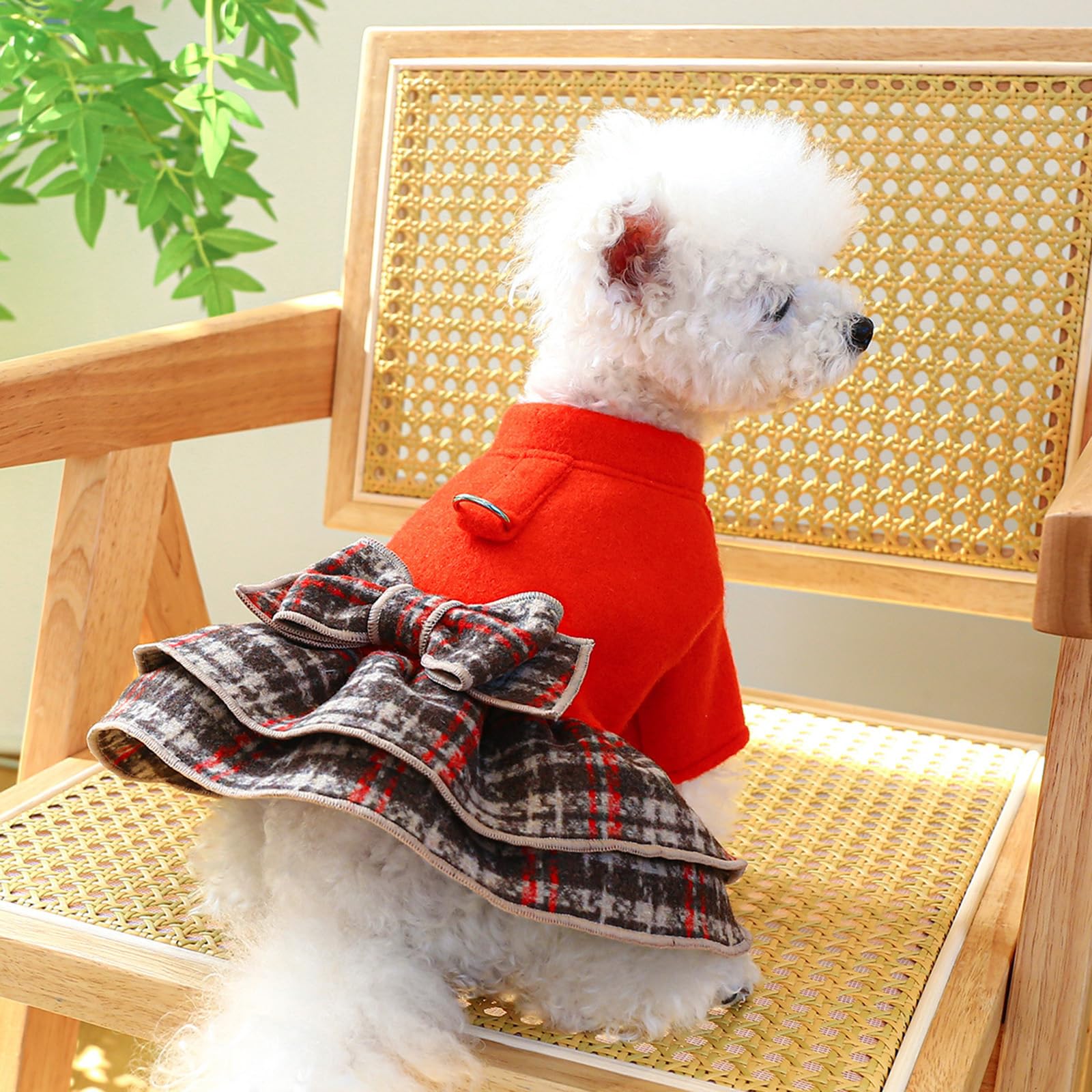 Ainlenelf Dog Dress Full Dog Clothes For Small Dogs Girl, Puppy Clothes Princess Plaid Dogs Dresses, Pet Clothes Holiday Festiva