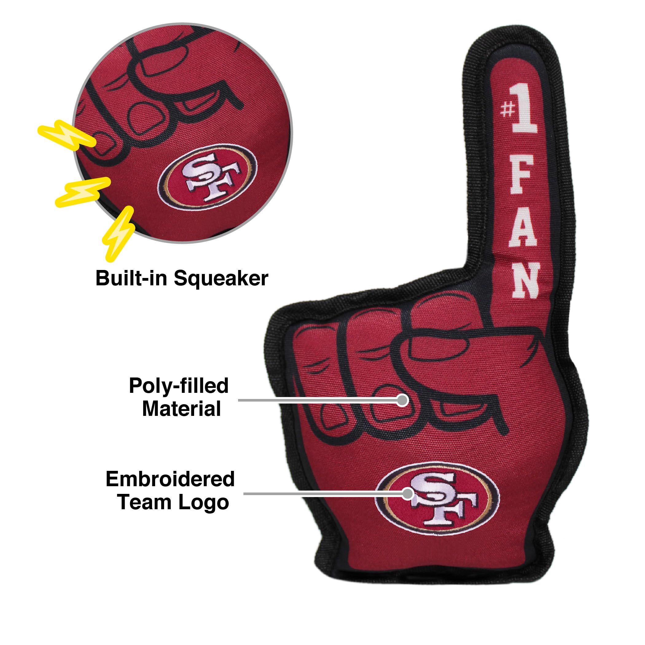 Nfl San Francisco 49Ers #1 Fan Toy For Dogs & Cats. Best Tough Pet Toy With Inner Squeaker